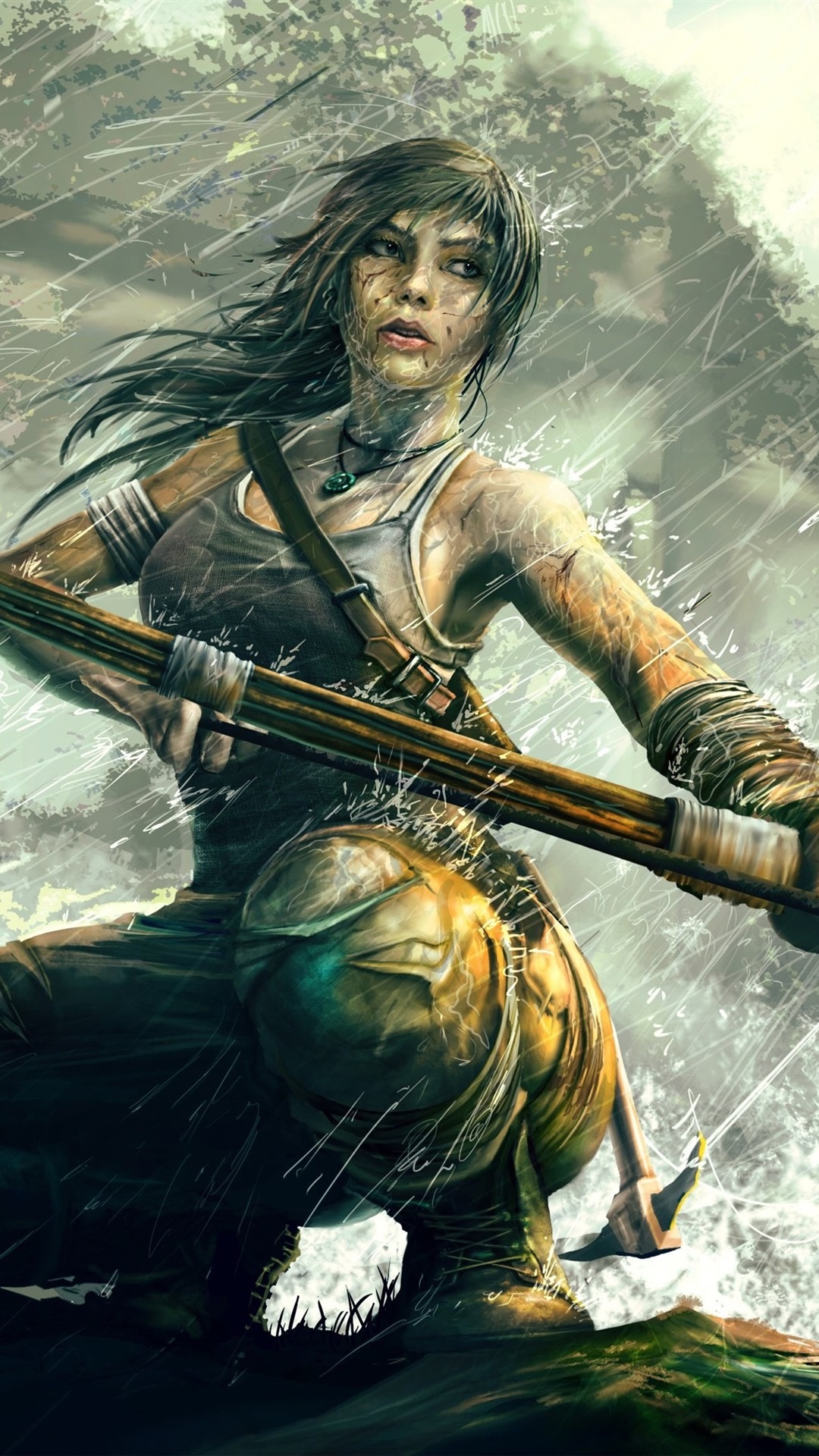 Rise Of The Tomb Raider, Lara Croft In Rain 1080x1920 IPhone 8 7 6 6S Plus Wallpaper, Background, Picture, Image