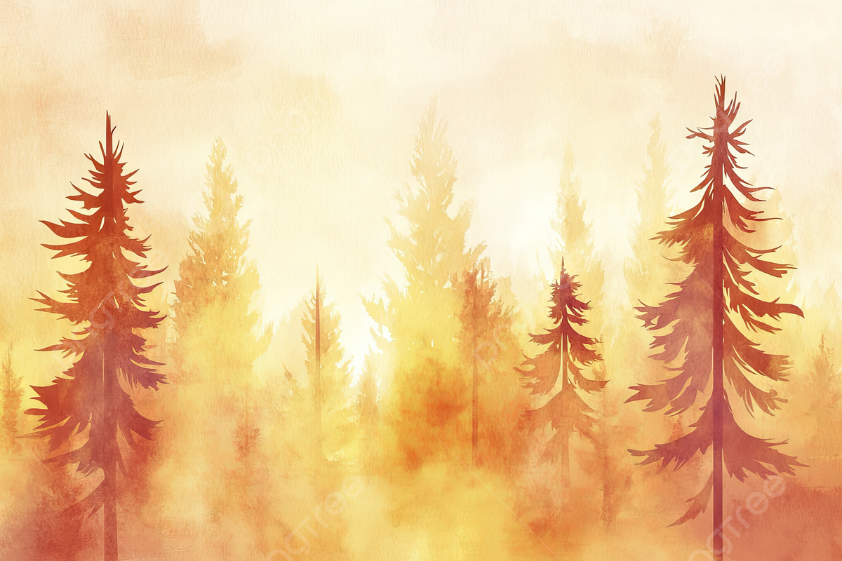Abstract Watercolor Painting Of An Autumn Forest With Pine Trees Blurred Background Warm Colors Flat Design, Abstract, Watercolor, Painting Background Image And Wallpaper for Free Download