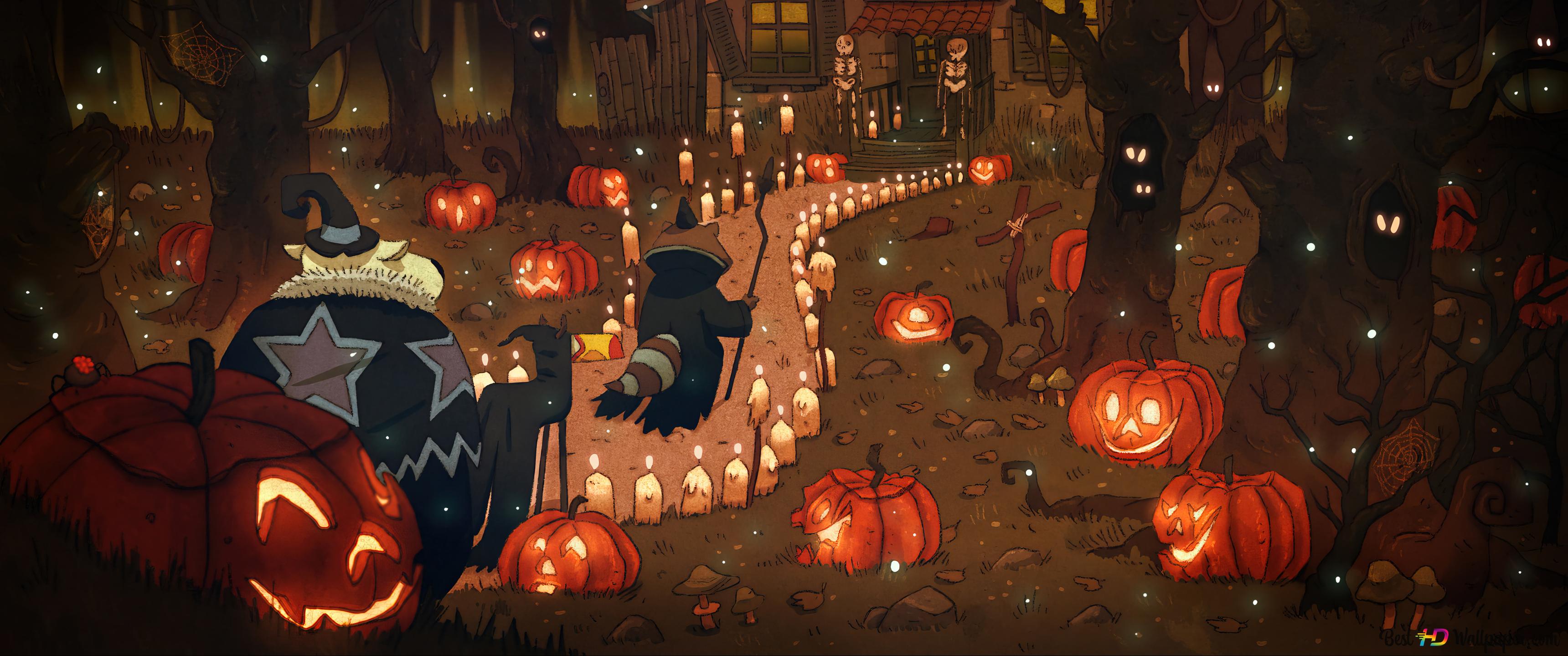 Halloween's Trick or Treat lofi 4K wallpaper download