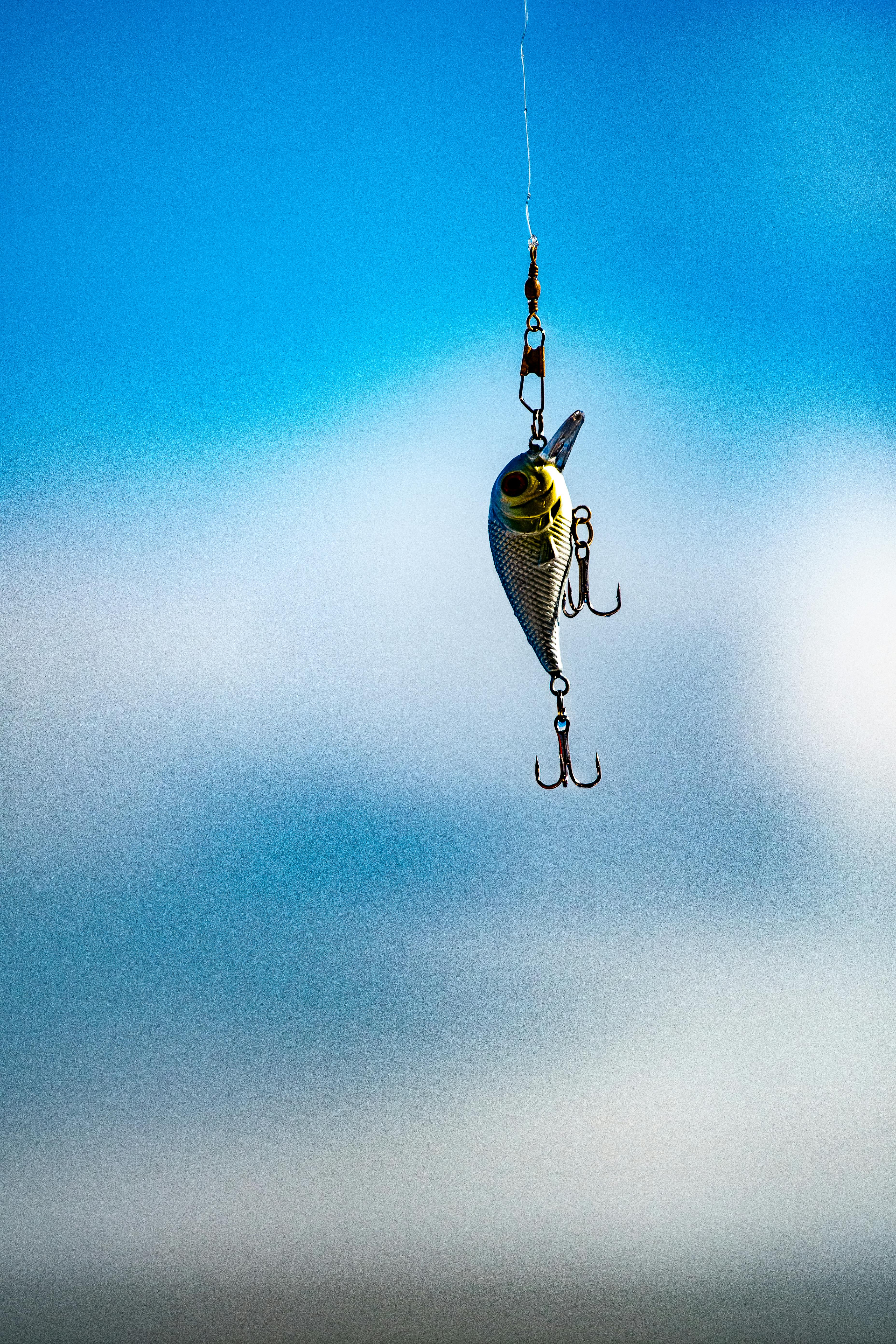 A Piece of Fishing Bait with Metallic Hooks · Free