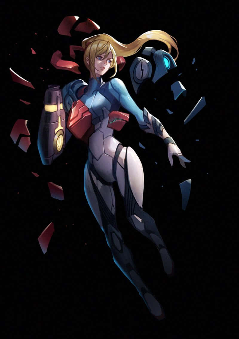 Download Samus Aran Ready for Action in Zero Suit Wallpaper