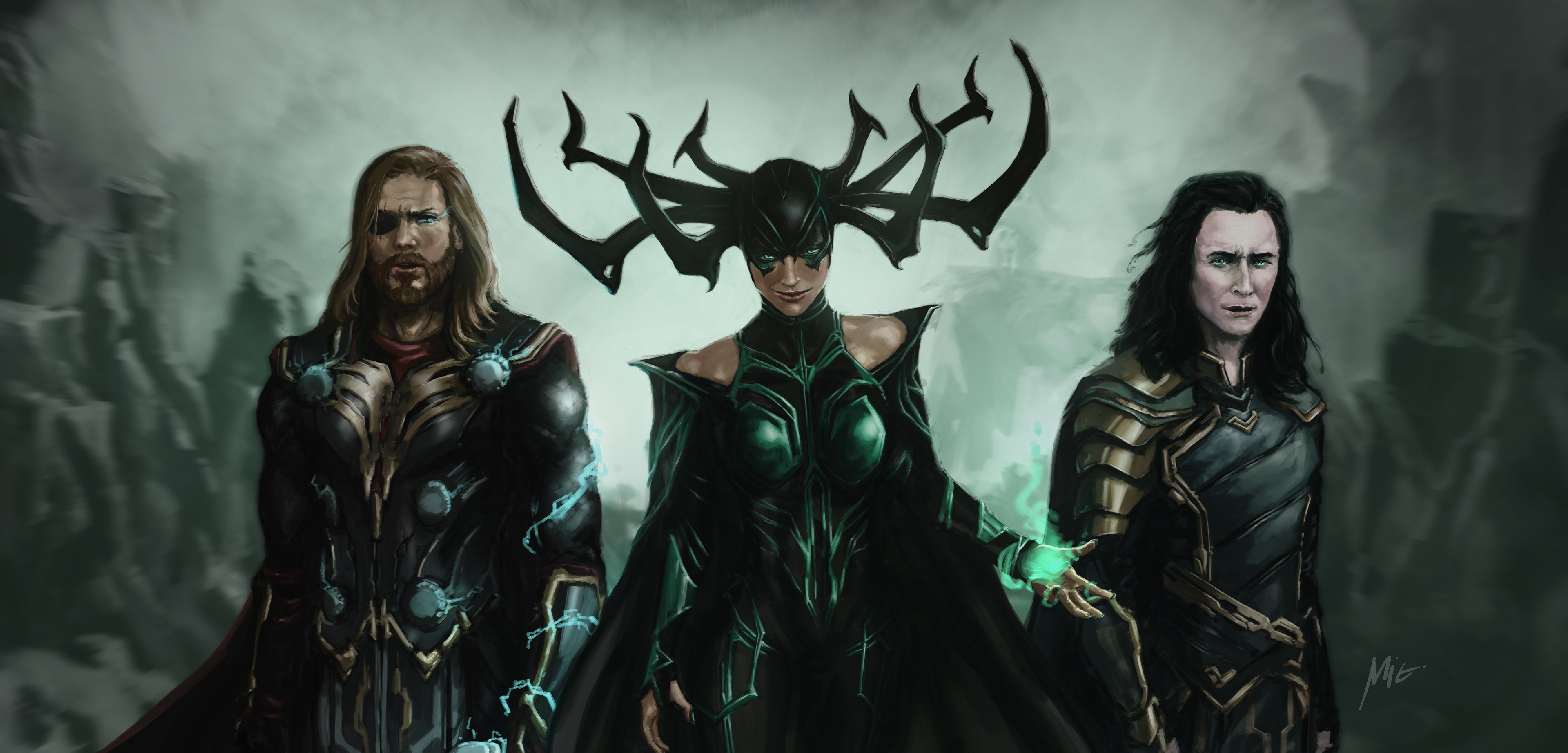 Download Hela (Marvel Comics) Loki (Marvel Comics) Thor Movie Thor: Ragnarok HD Wallpaper