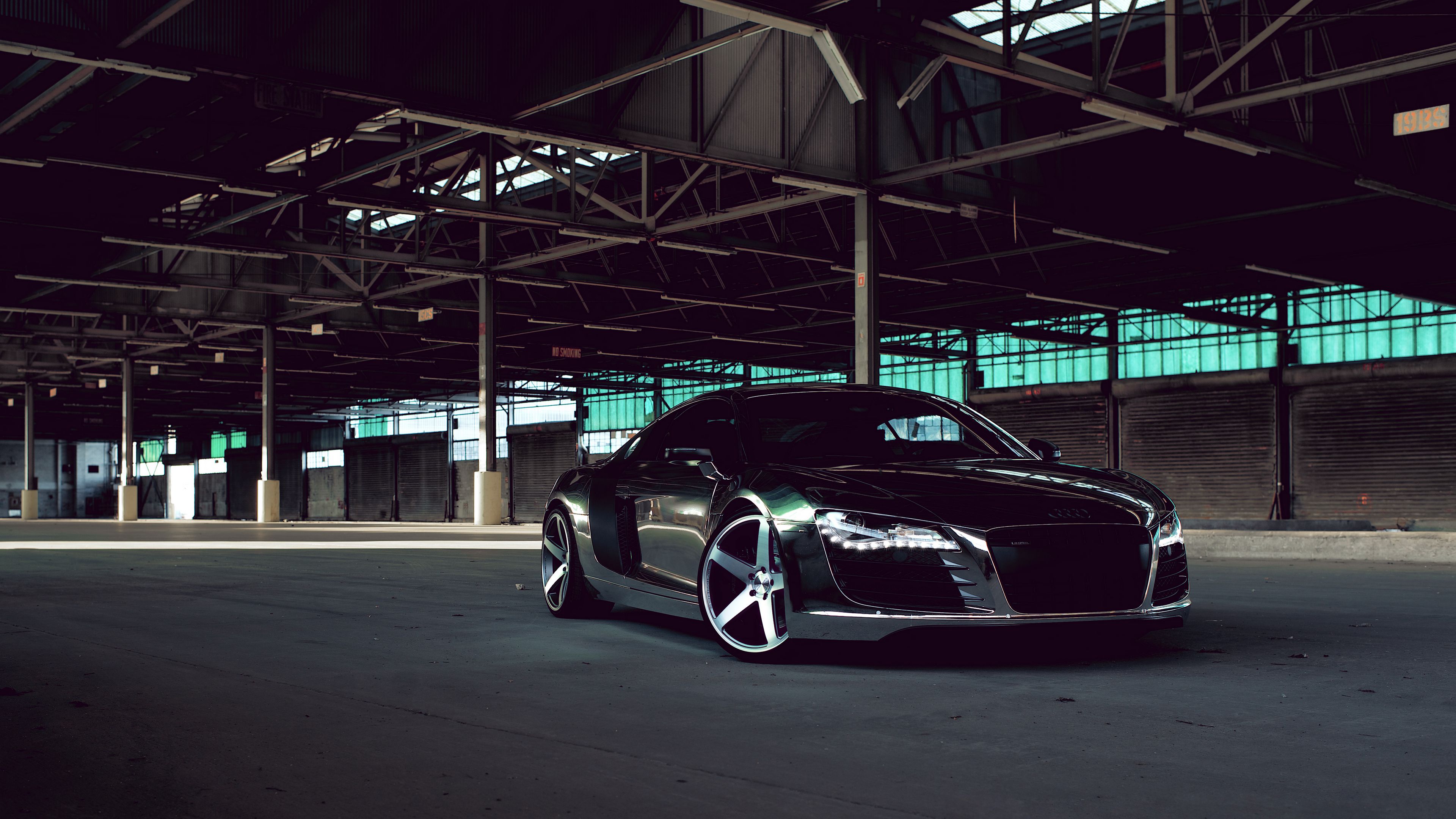 Download Wallpaper 3840x2160 Audi, R8, Chrome, Cw 5, Matte Black, Black, Side View 4k Uhd 16:9 HD Background