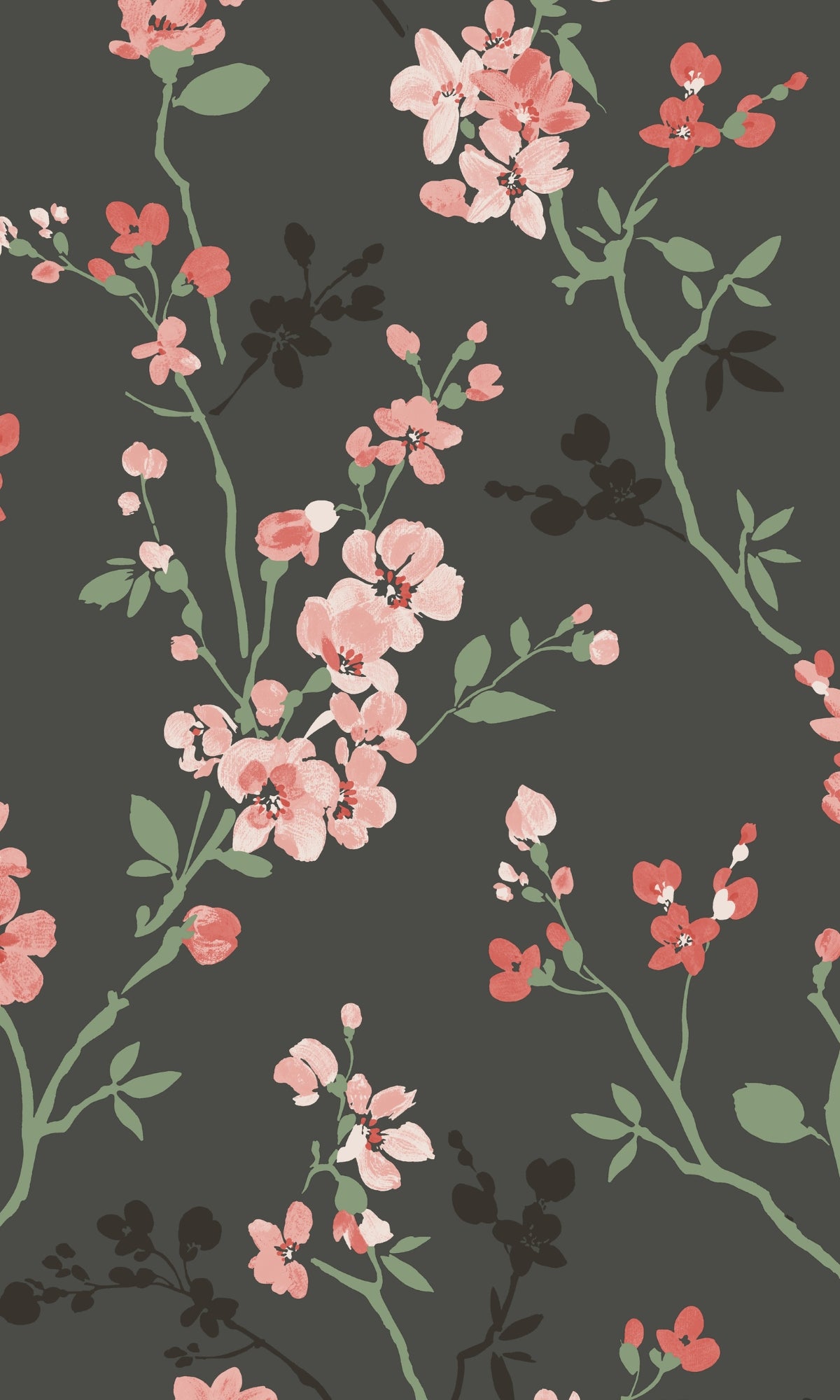 Black Classic Minimalist Floral Wallpaper R9302