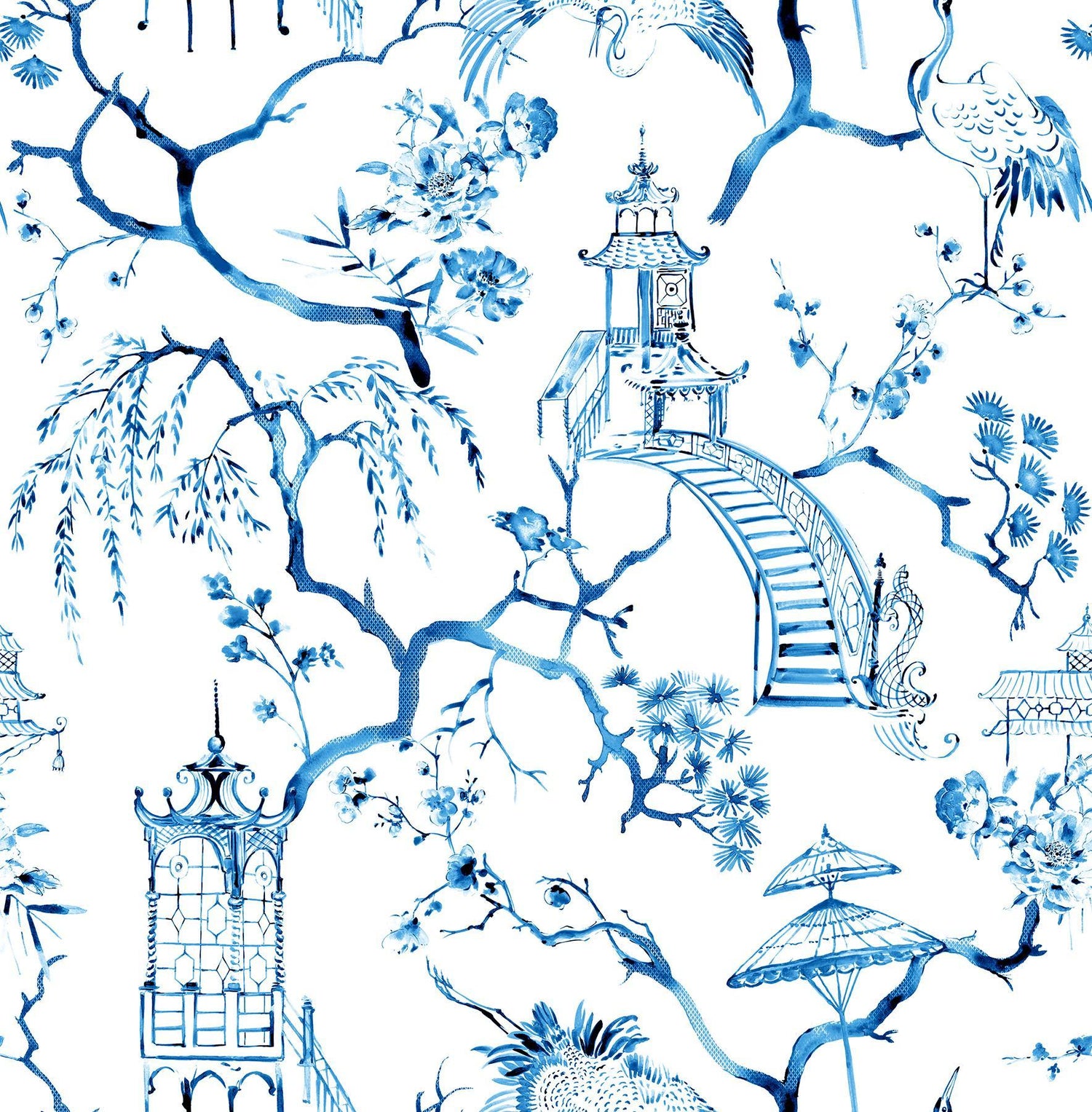 A Street Prints Middleton Birds Blue Wallpaper