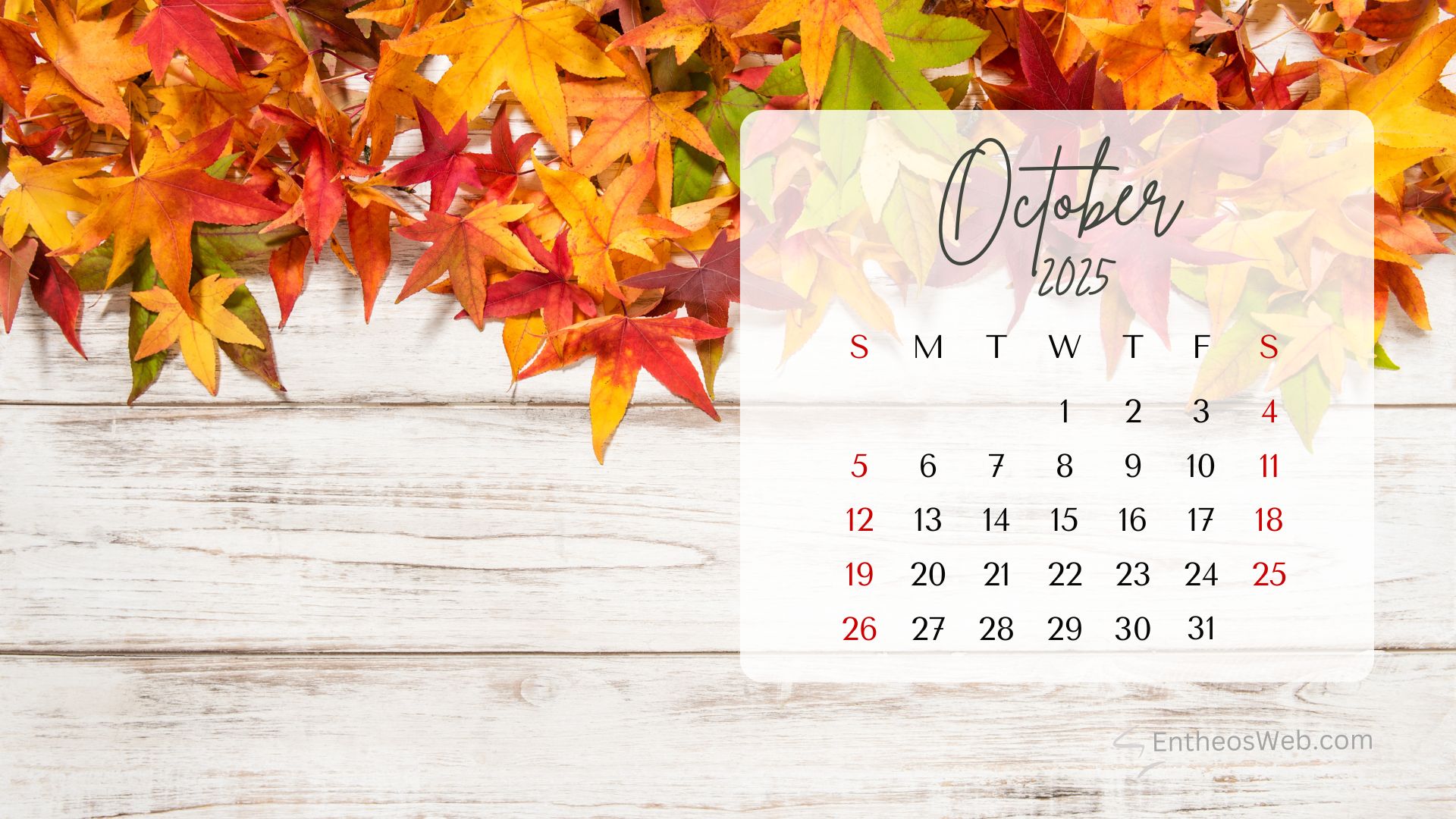 October 2024 Calendar Desktop Wallpaper Background