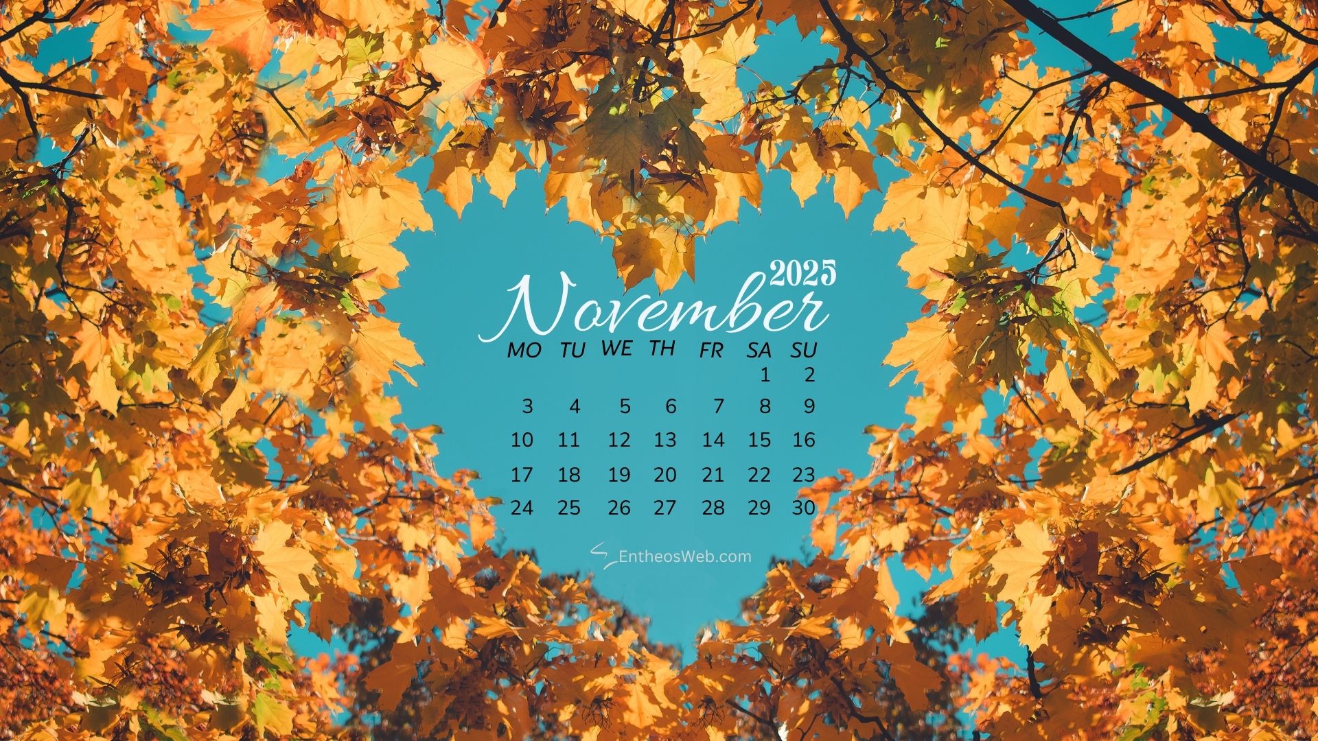 November 2025 Calendar Desktop Wallpaper Background