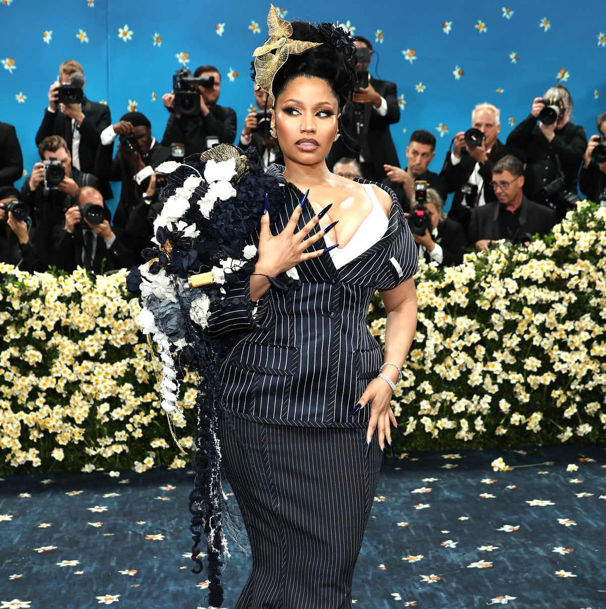 Nicki Minaj Wears Thom Browne Dress to the 2025 Met Gala Red Carpet