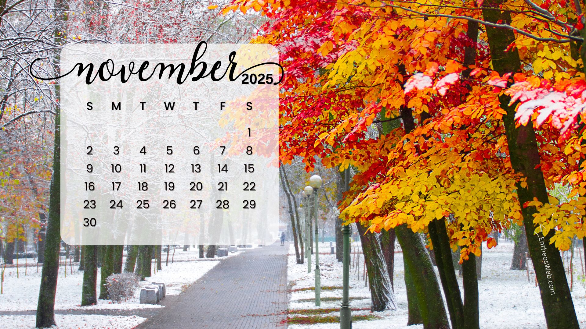 November 2025 Calendar Desktop Wallpaper Background