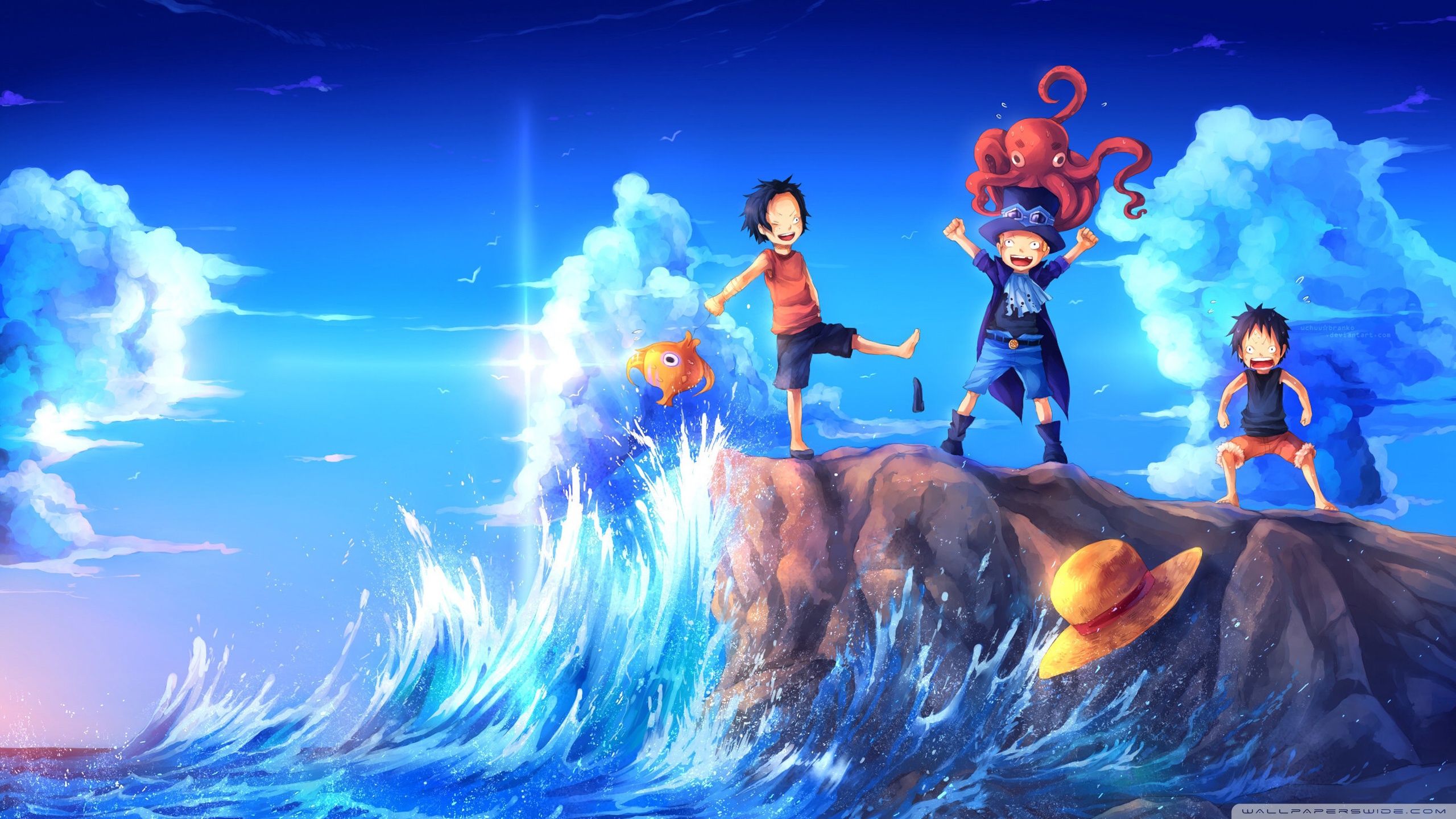 One Piece Art Sabo Portgas D.Ace Luffy 4K UHD Wallpaper for UltraHD Desktop and TV, Dual Monitor, Smartphone and Tablet Devices