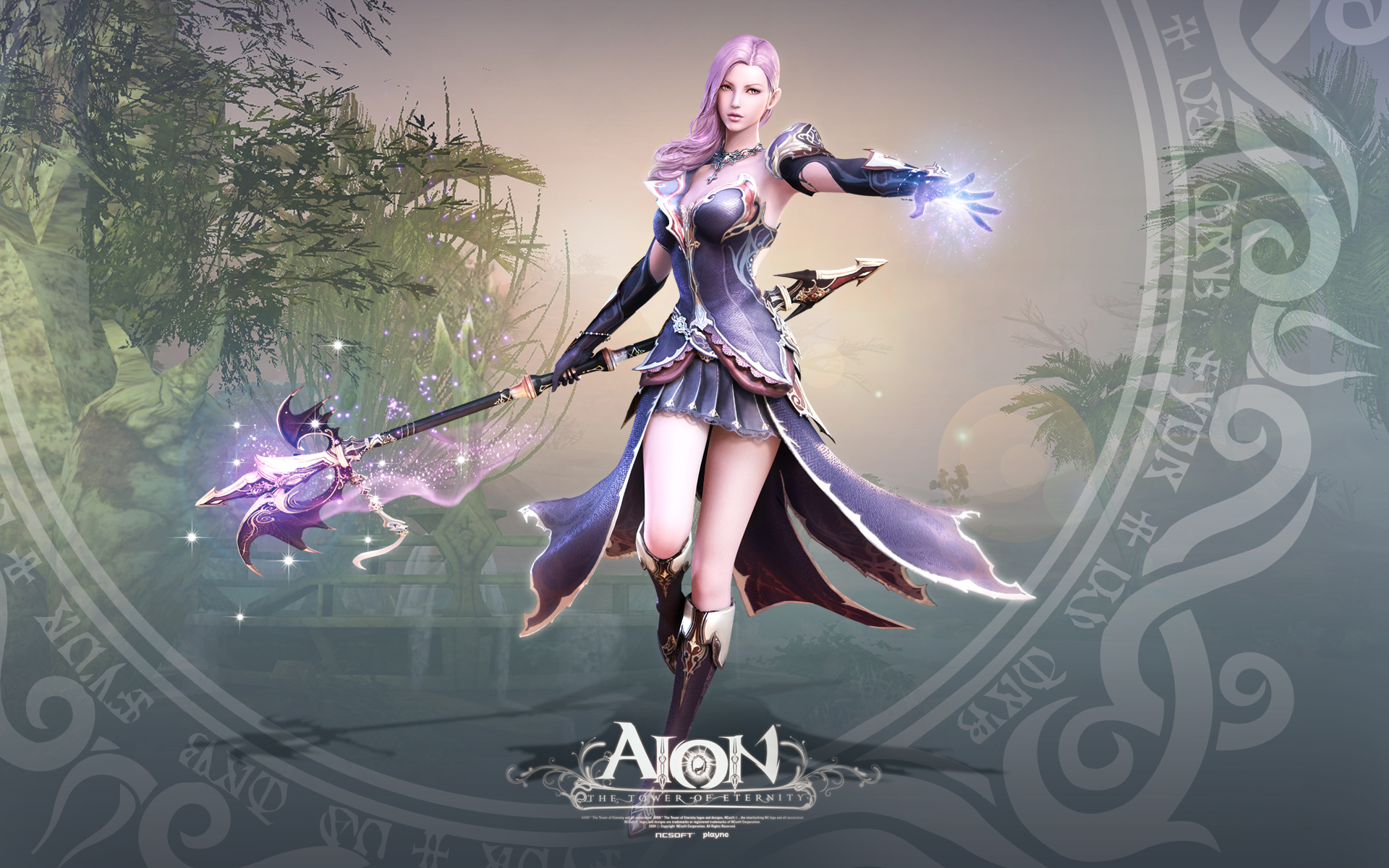 Download Pink Hair Magic Staff Fantasy AION Video Game Aion: Tower Of Eternity HD Wallpaper
