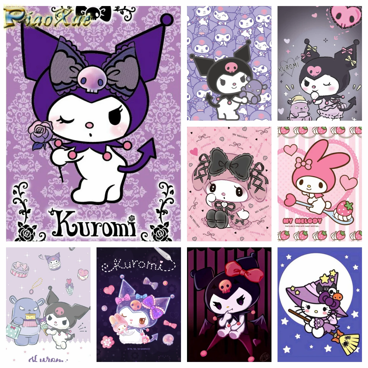 Kuromi Sanrio Diamond Painting Cute Cat Cartoon Embroidery Art Full Square Cross Stitch Kits Picture Home Decor Children's Gifts