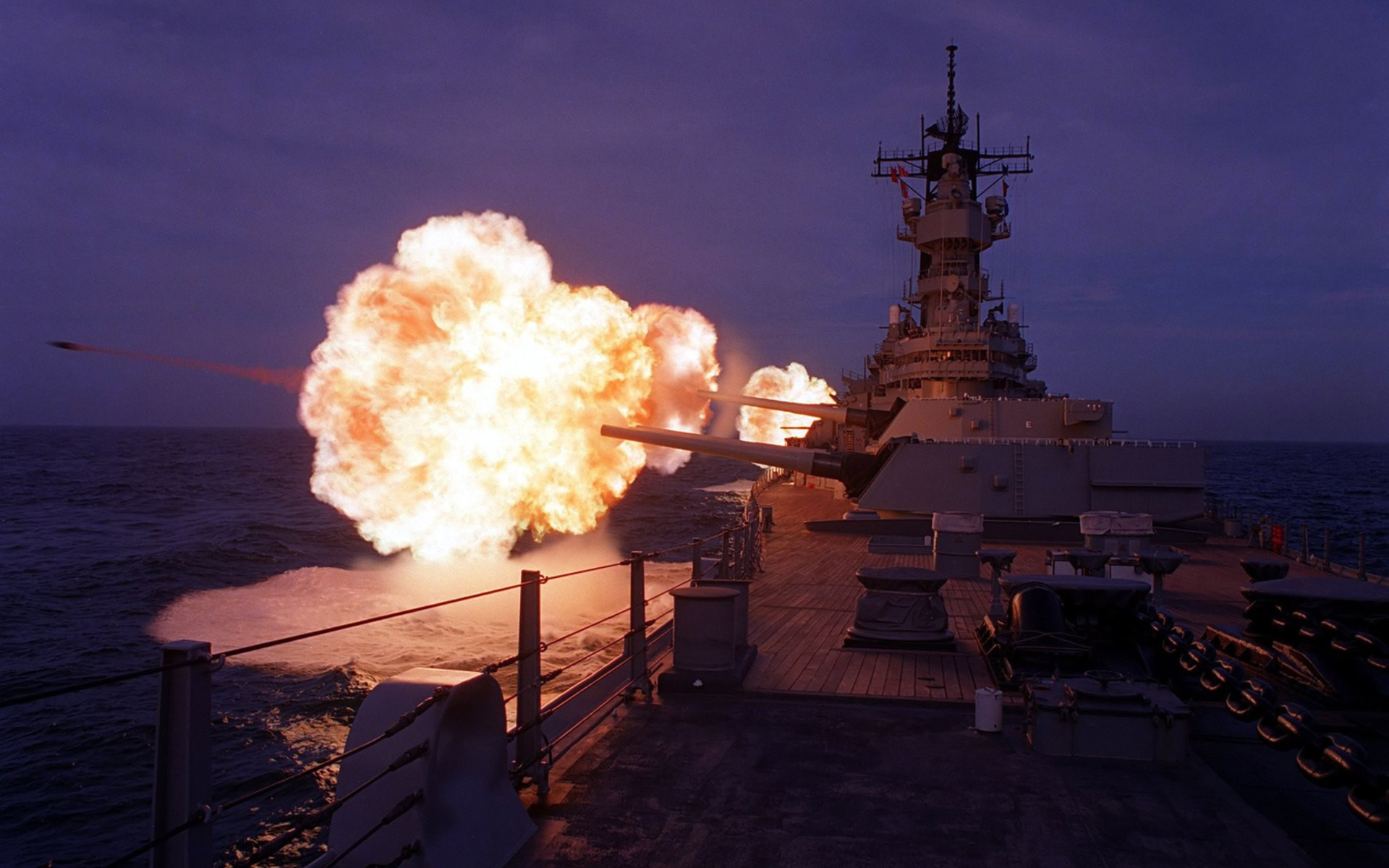 USS Missouri (BB 63) HD Wallpaper: A Battleship's Might In Action