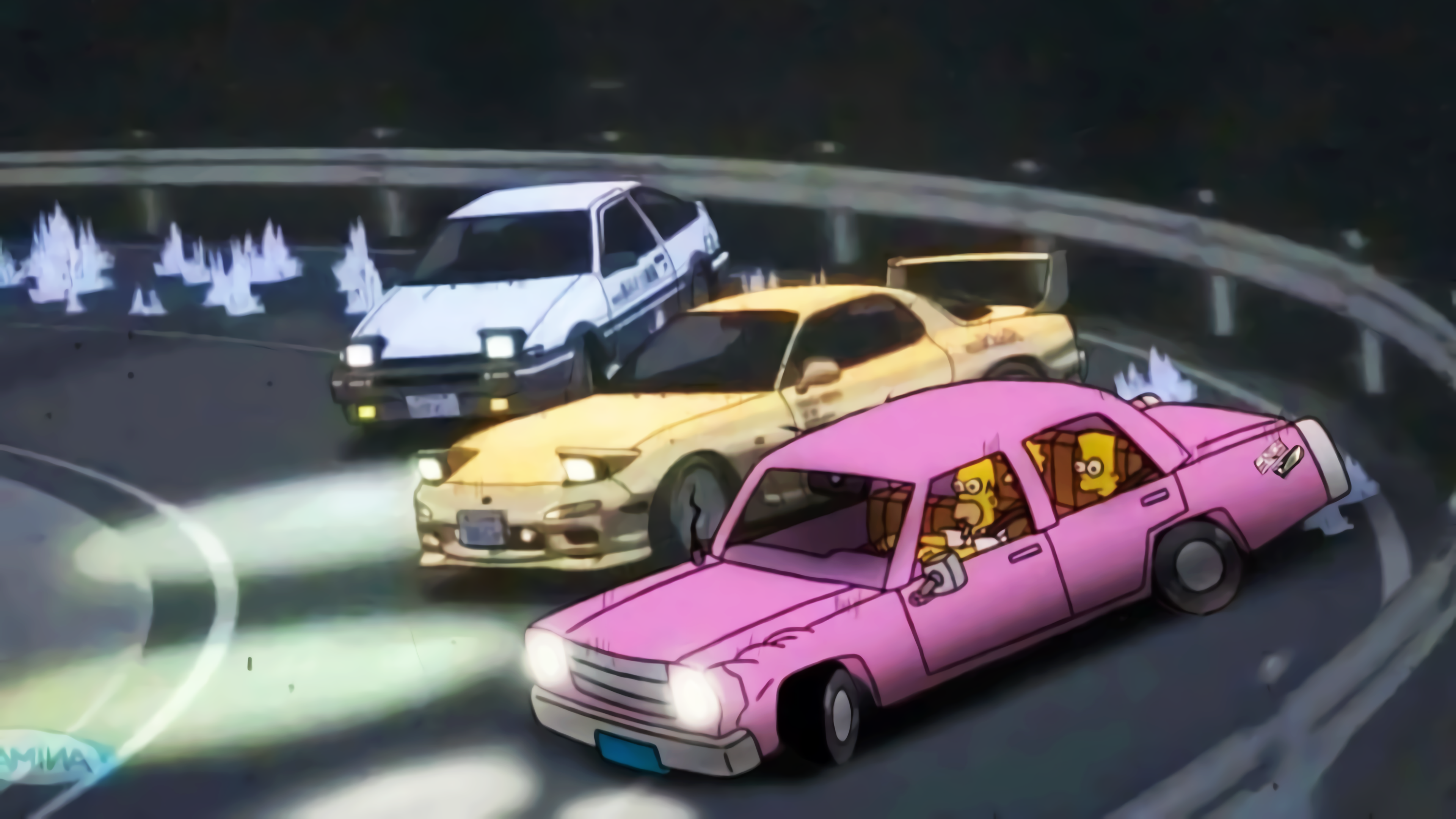 Initial D x Simpsons (Remaster) [3840x2160]