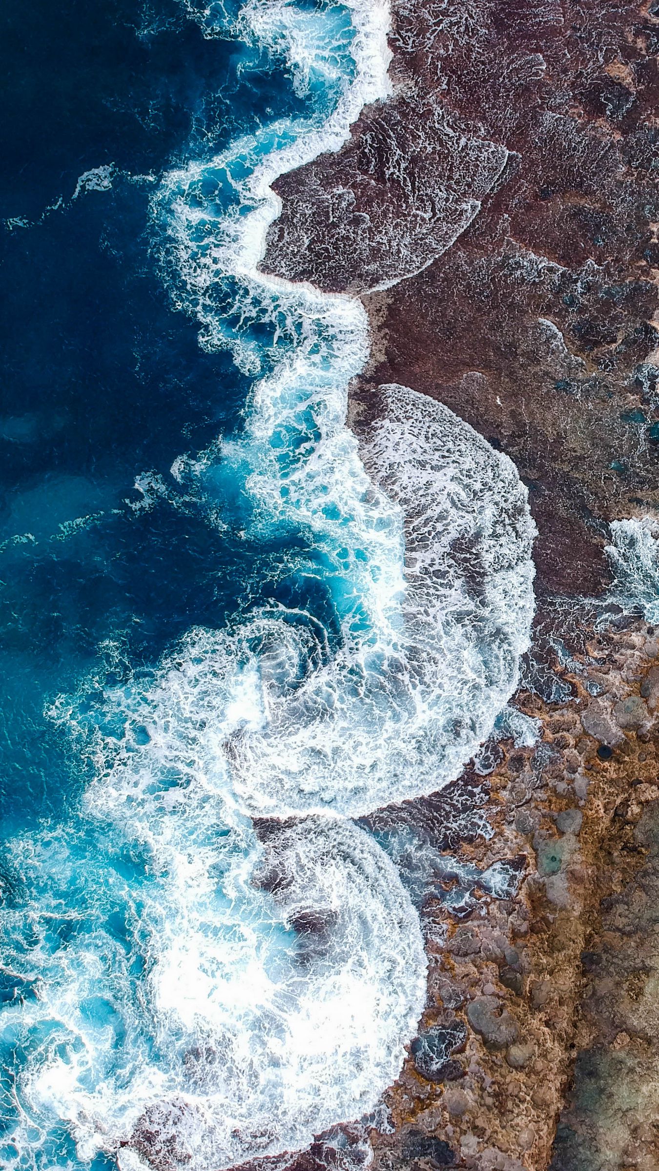 Download wallpaper 1350x2400 ocean, view from above, surf, shore, hawaii iphone 8+/7+/6s+/for parallax HD background