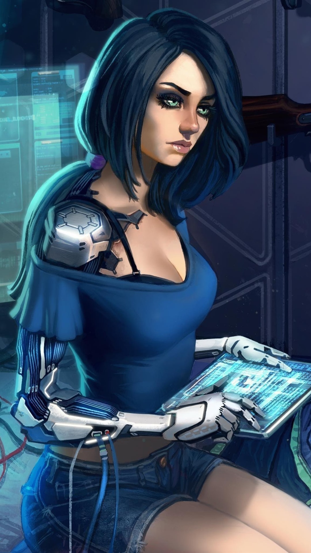 Blue Hair Girl, Science, Computer, Art Picture 1080x1920 IPhone 8 7 6 6S Plus Wallpaper, Background, Picture, Image