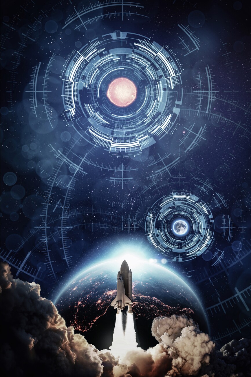 Wall Art Print. Technology mission to space takeoff planet earth