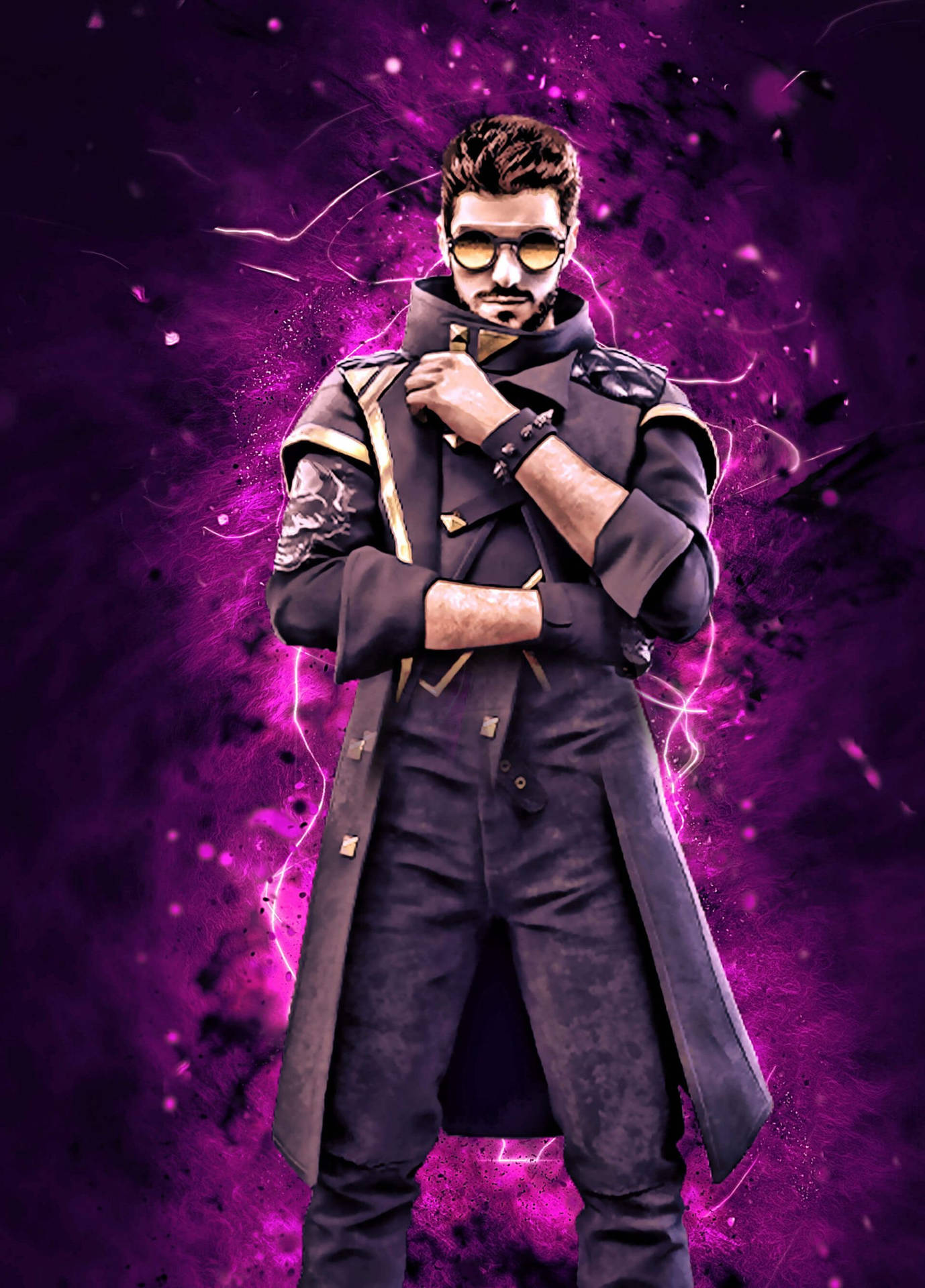 Download Purple Free Fire Dj Alok Wallpaper