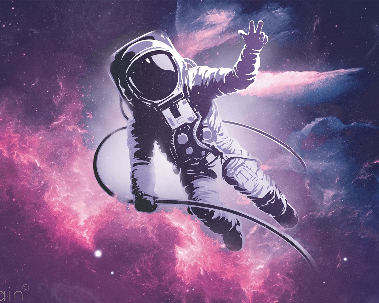 Download wallpaper 1280x1024 astronaut, spacesuit, space, art standard 5:4 HD background