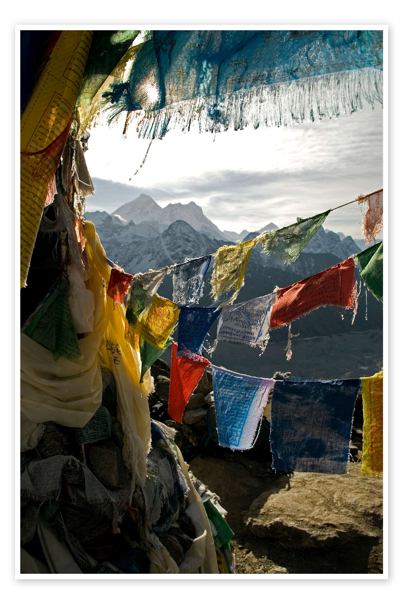 Prayer flags on the Gokyo Ri print