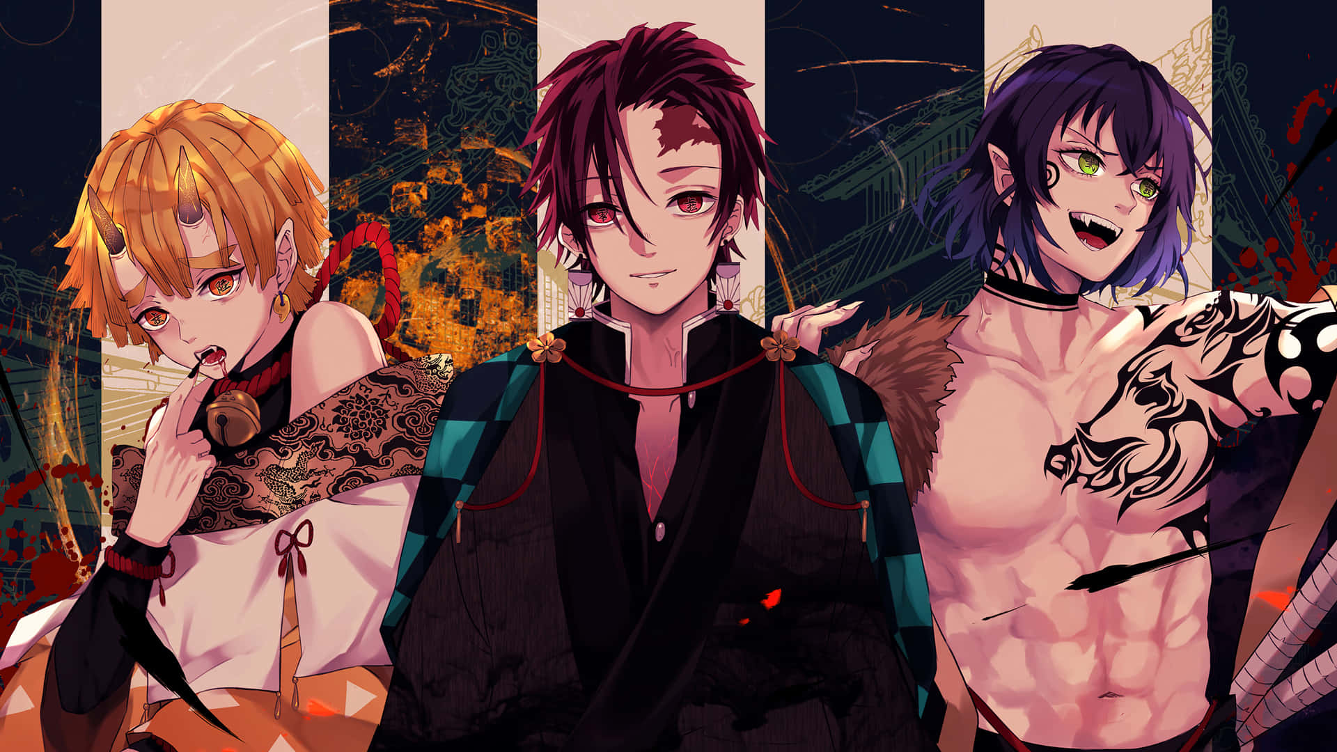 Download Join the Demon Slayer Group and Fight for Justice! Wallpaper