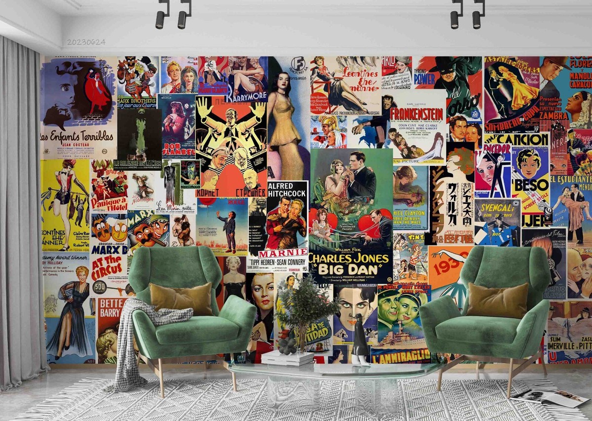 3D Retro Movie Poster Figure Self Adhesive Removeable Wallpaper Wall Mural1 1809