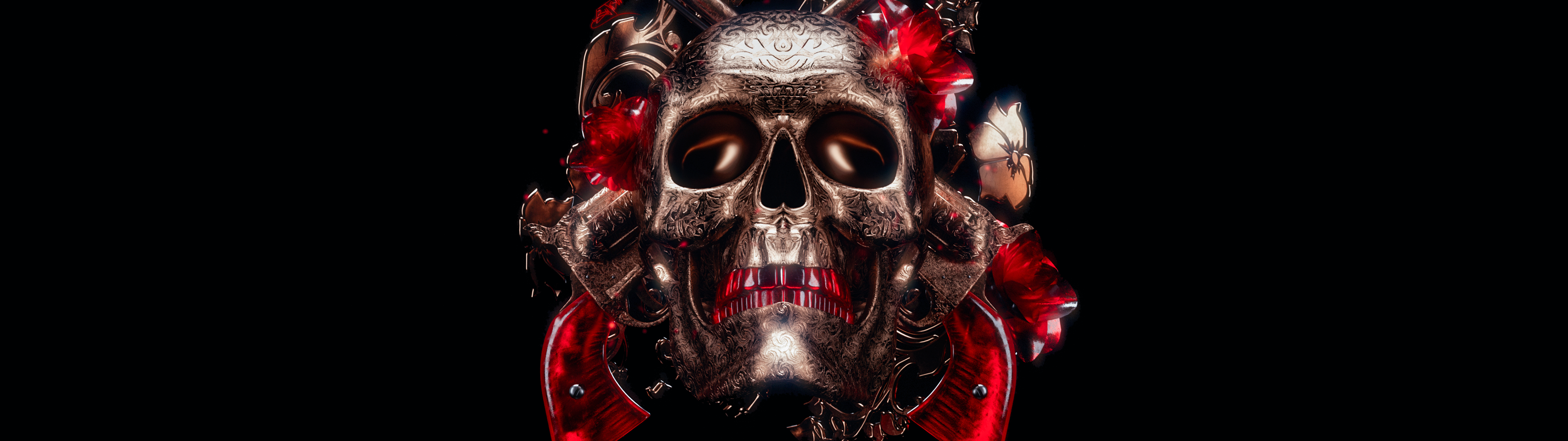 Skull Wallpaper 4K, 3D, Black background