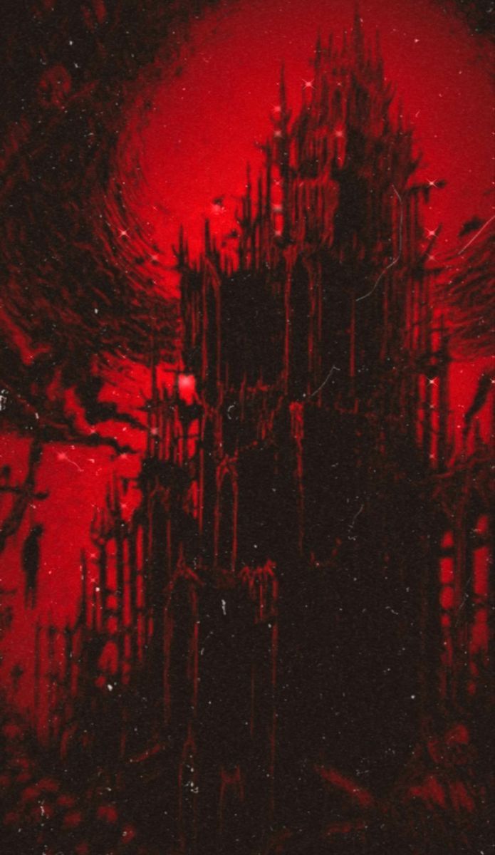 Abstract Painting with Red and Black Colors