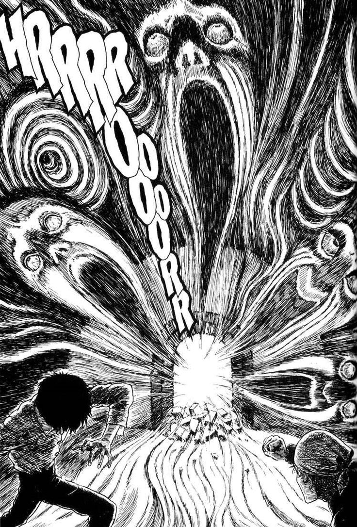 This is a scene from the Uzumaki manga. A horror story about people hunted by spirals? eh whatever, the drawings were at least pretty cool