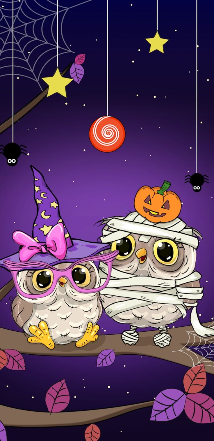 Buhos ilustraciones. Halloween wallpaper, Halloween artwork, Cute halloween picture