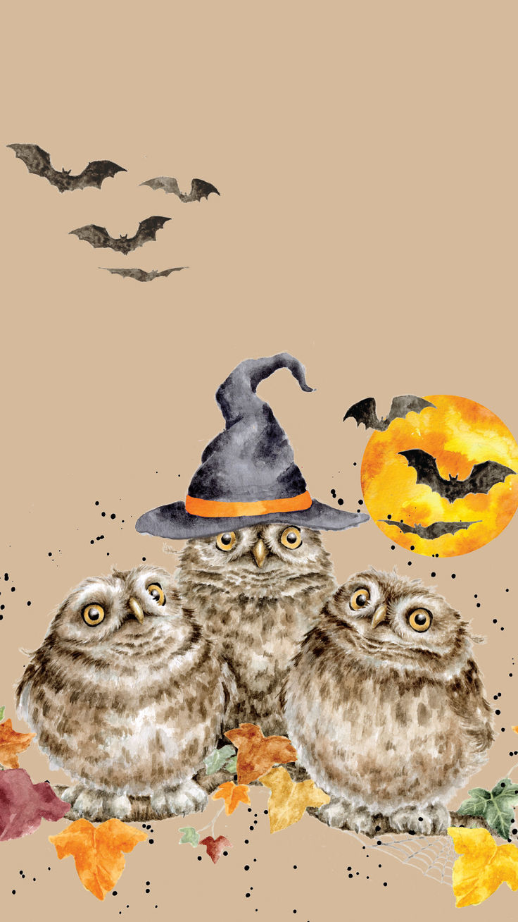 Halloween Owl Phone Wallpaper