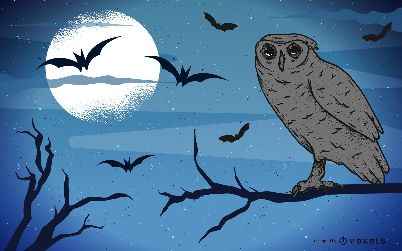 Halloween Owl Sitting On A Tree Vector Download