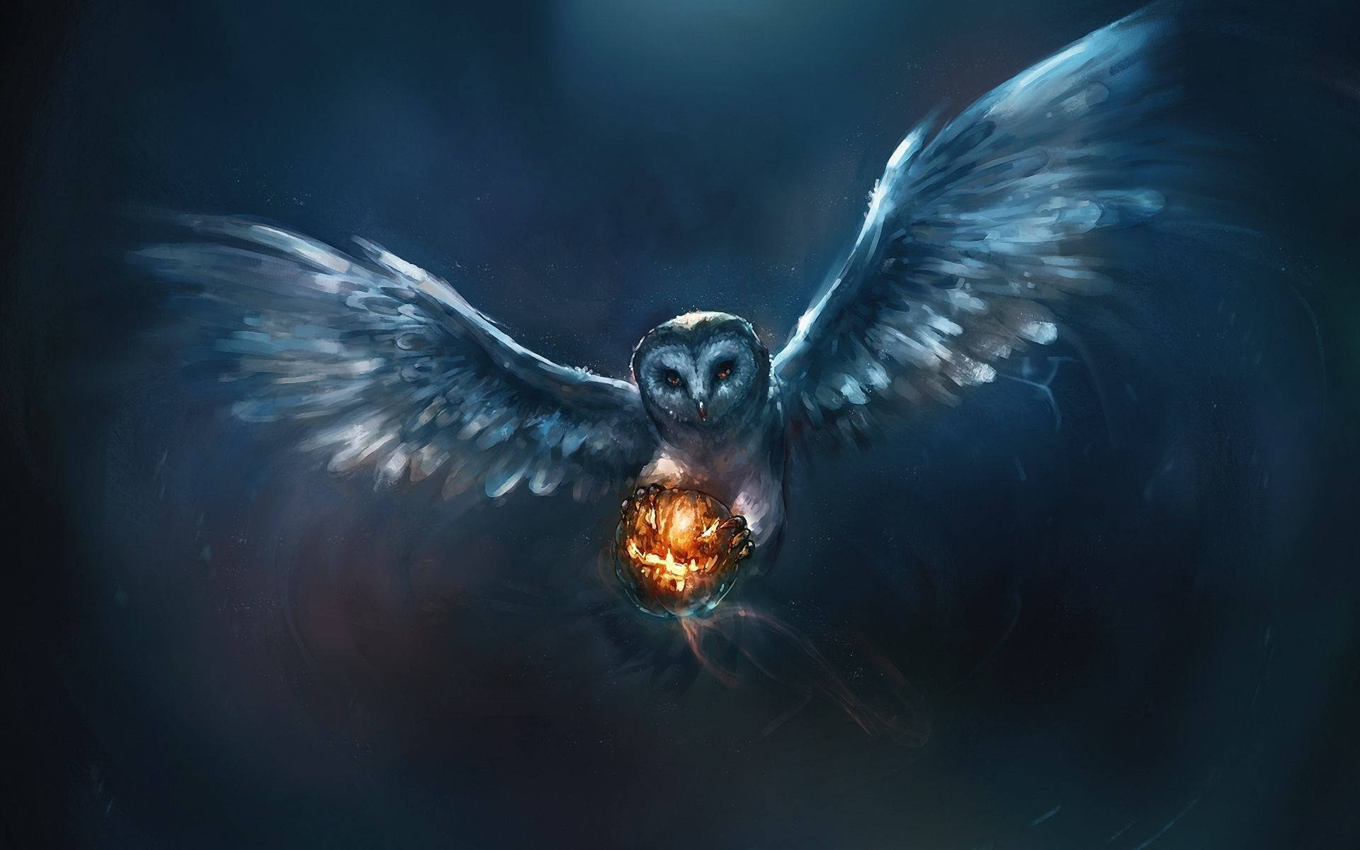 Download Flying Owl Halloween Lantern Background