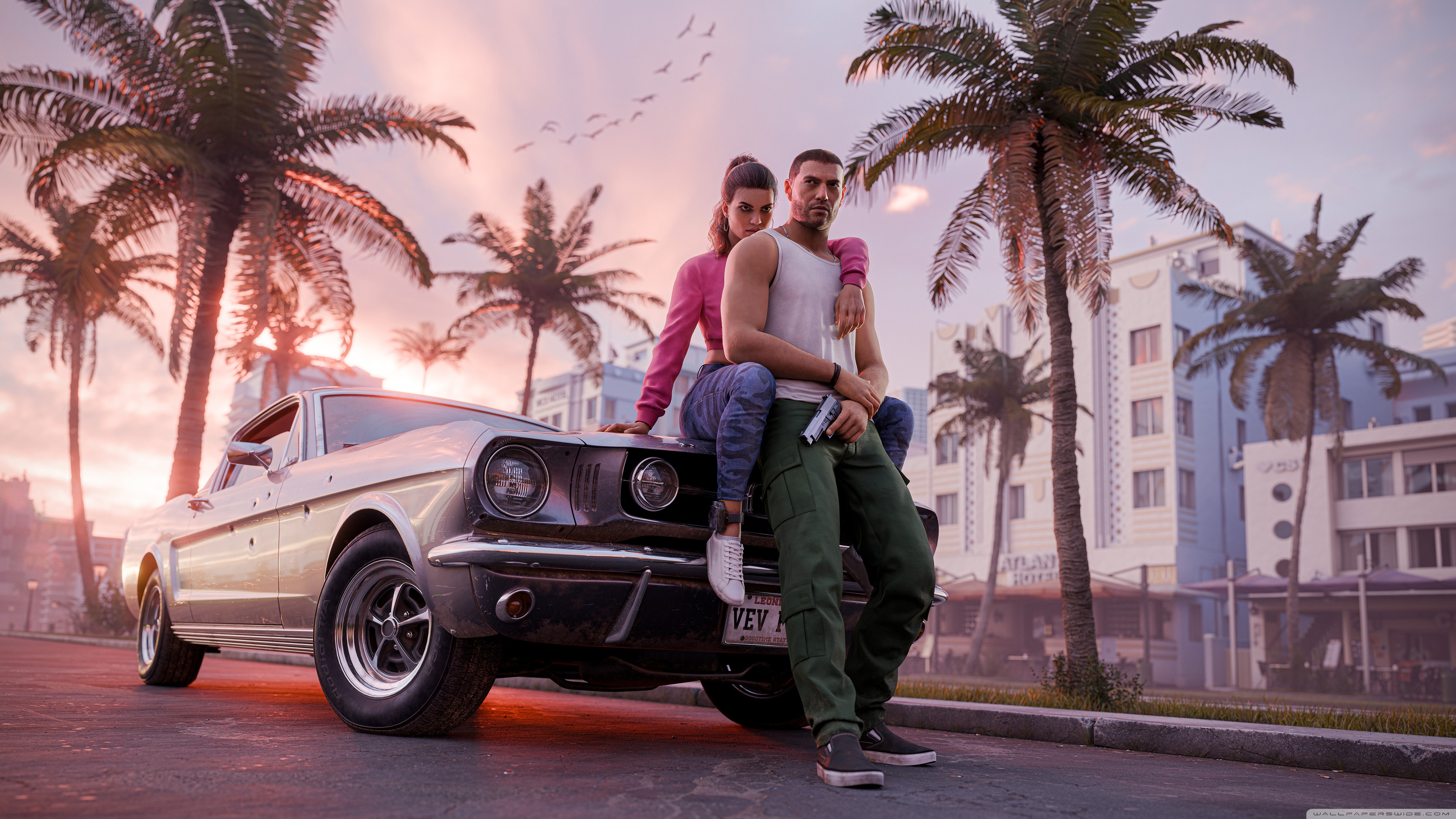 Grand Theft Auto VI, GTA 6, VideoGame, 2025, Games, Gaming, Vice City, Jason, Lucia 4K UHD Wallpaper for UltraHD Desktop and TV, Widescreen and UltraWide Display, Dual Monitor, Smartphone and Tablet Devices