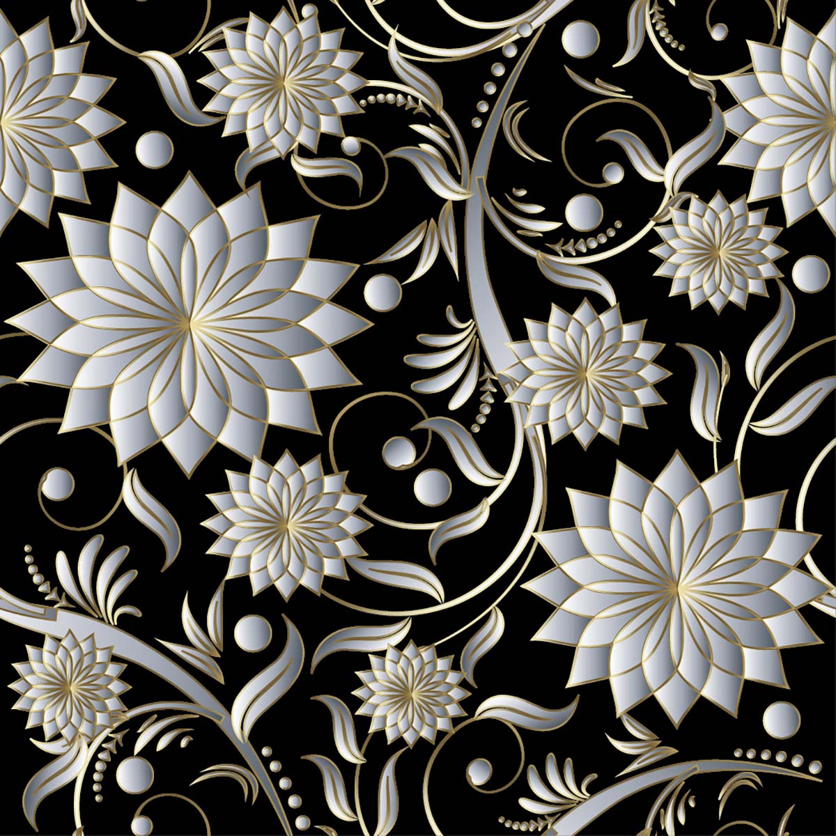 Dark Gray Paradise Flowers Wallpaper wholesale R9393