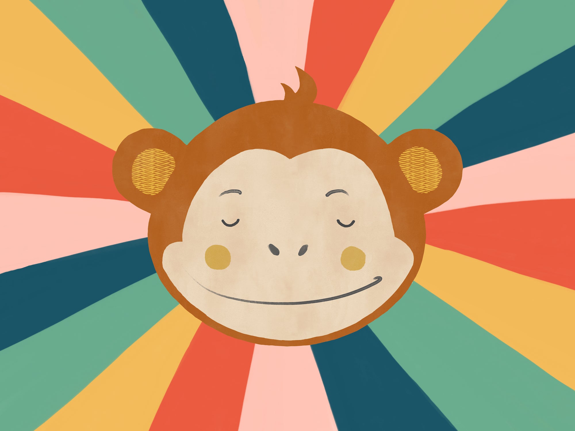 Rainbow Circus Monkey Art Print