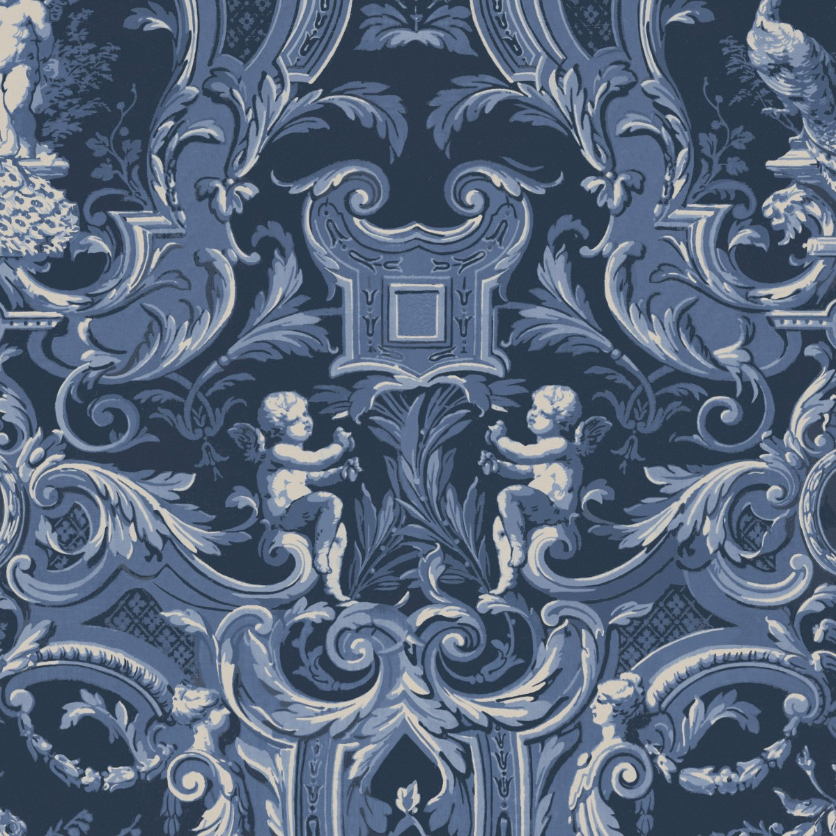 Baroque Navy Wallpaper