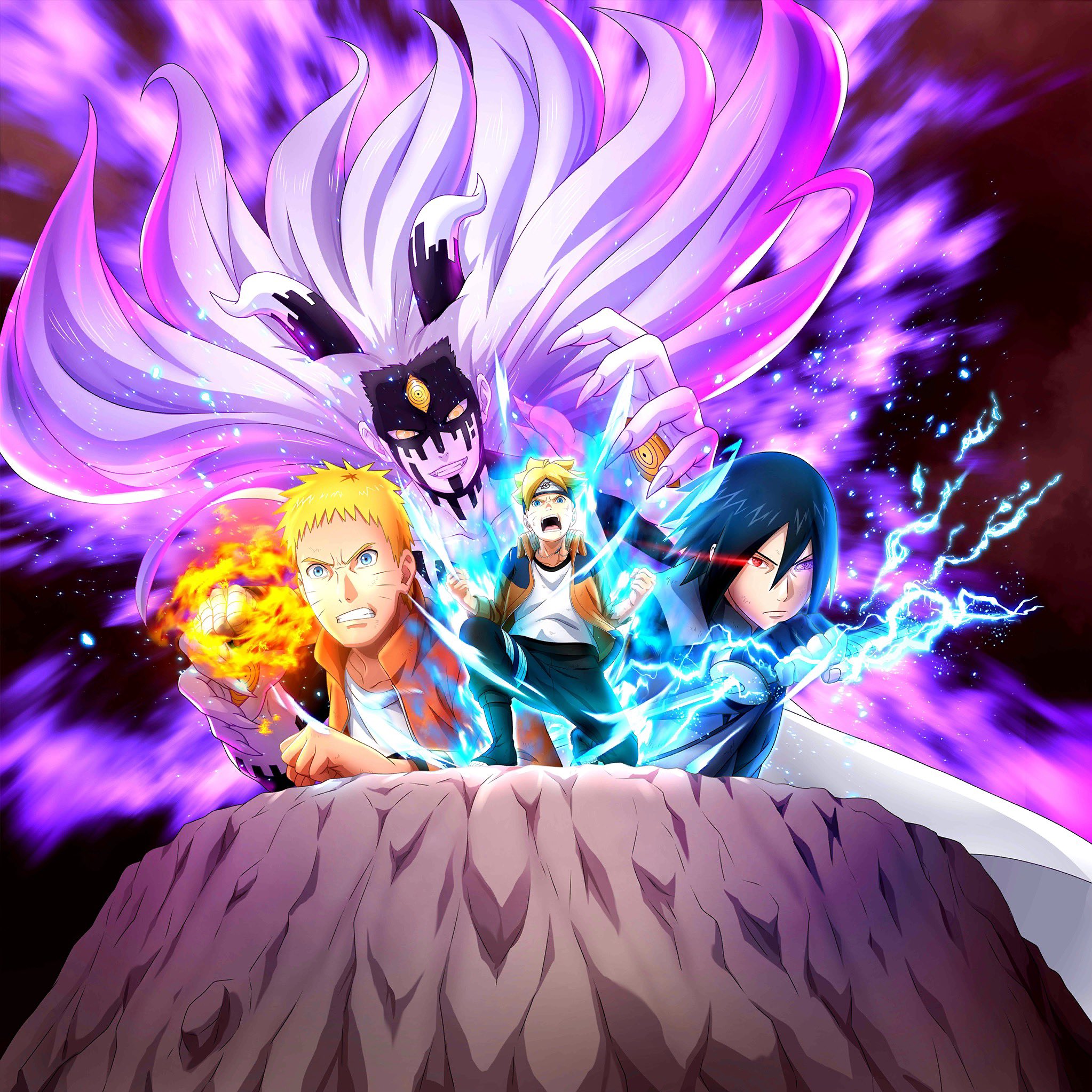 Bonamize voltage illustration with Momoshiki, Boruto, Naruto and Sasuke #忍ボル