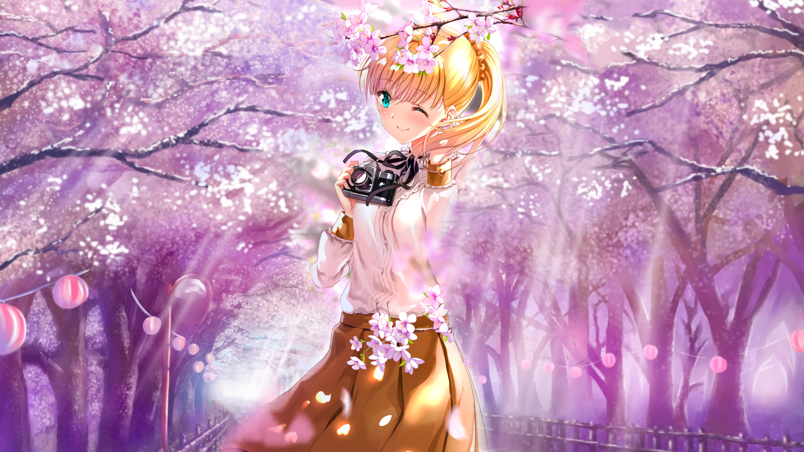 Tada Kun Blossom: Teresa Wagner's Camera Moment In Anime Spring HD Wallpaper