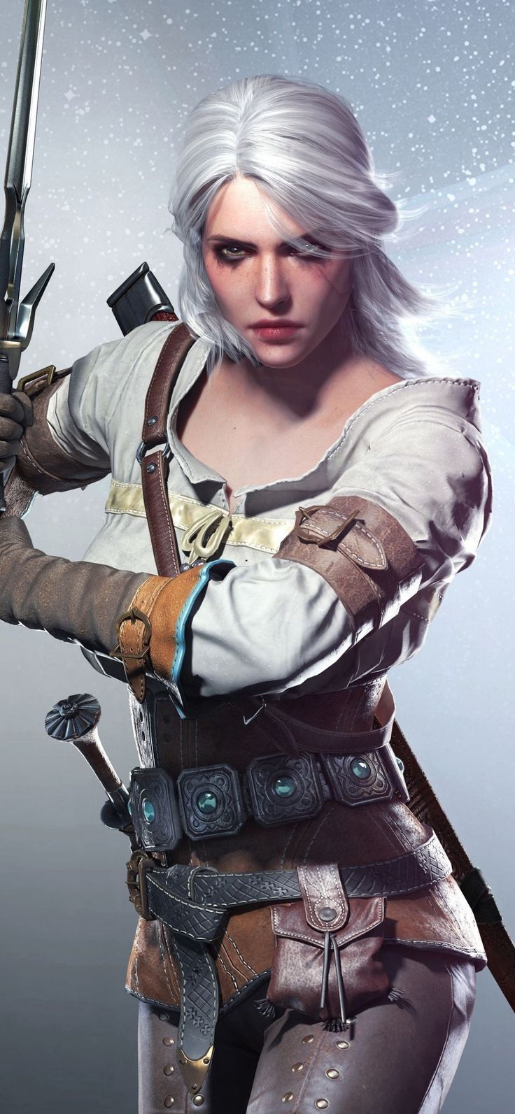 Ciri, The Witcher, video game, artwork, 1125x2436 wallpaper