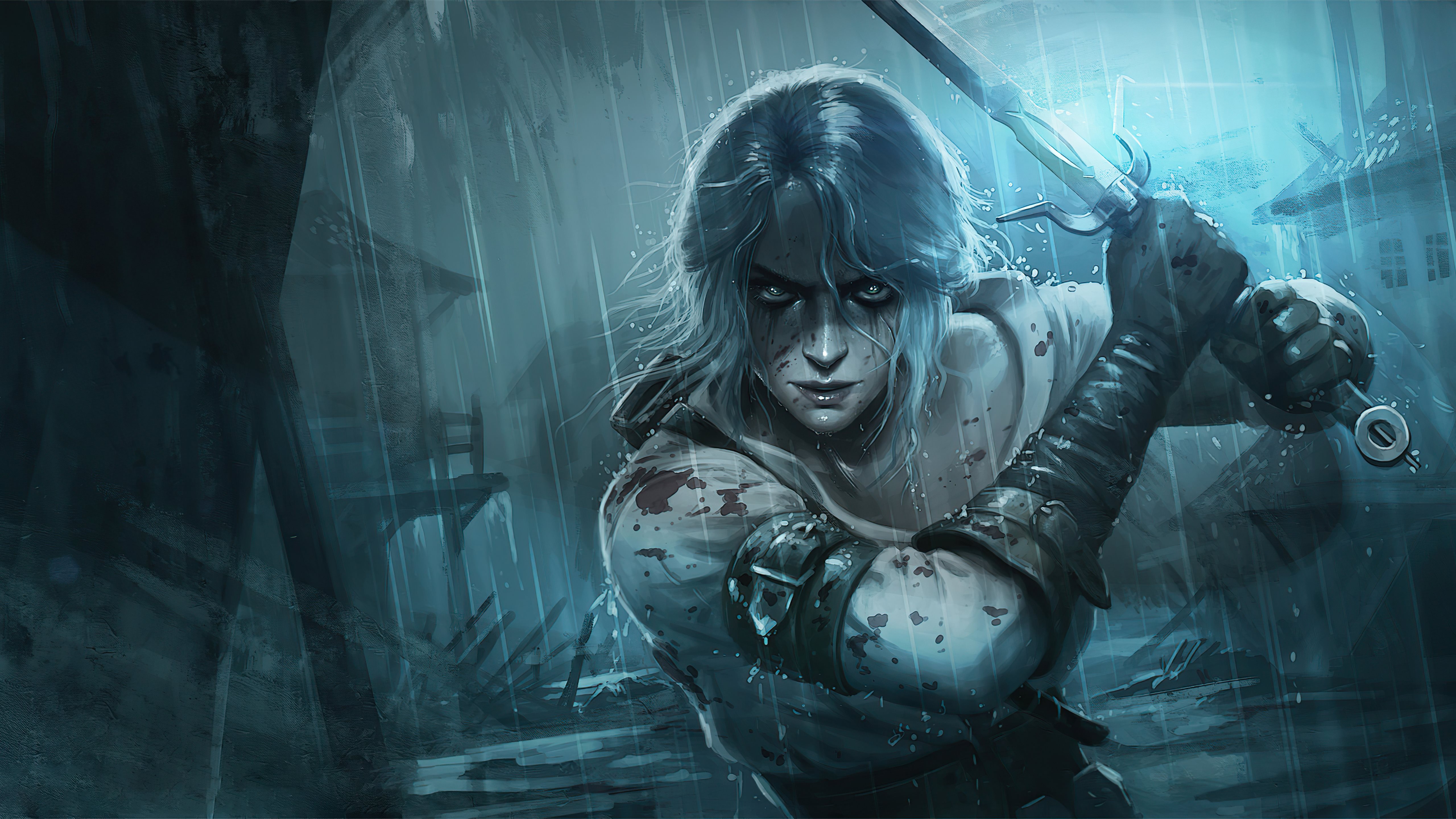 ciri the witcher 3 wild hunt art 5k MacBook Air Wallpaper Download