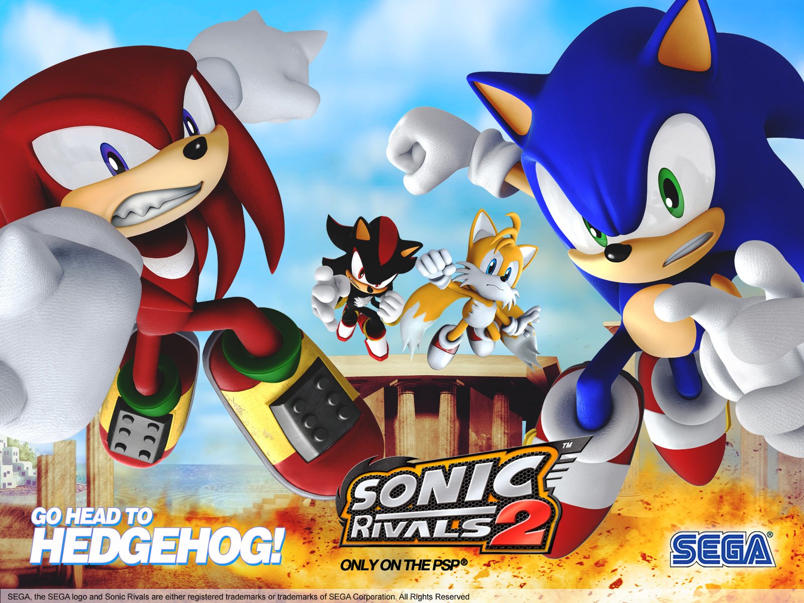Sonic Rivals 2 HD Wallpaper Featuring Sonic, Shadow, Tails & Knuckles