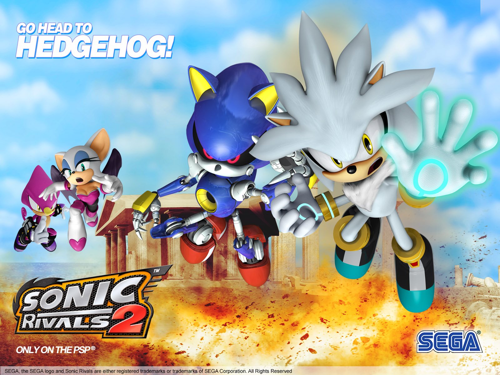 Sonic Rivals 2 HD Wallpaper: Espio, Rouge, Metal Sonic & Silver in Action!