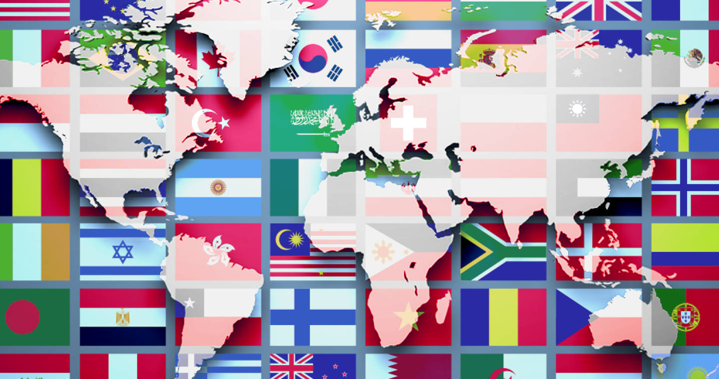 Download Flags And Map Of International Countries Wallpaper
