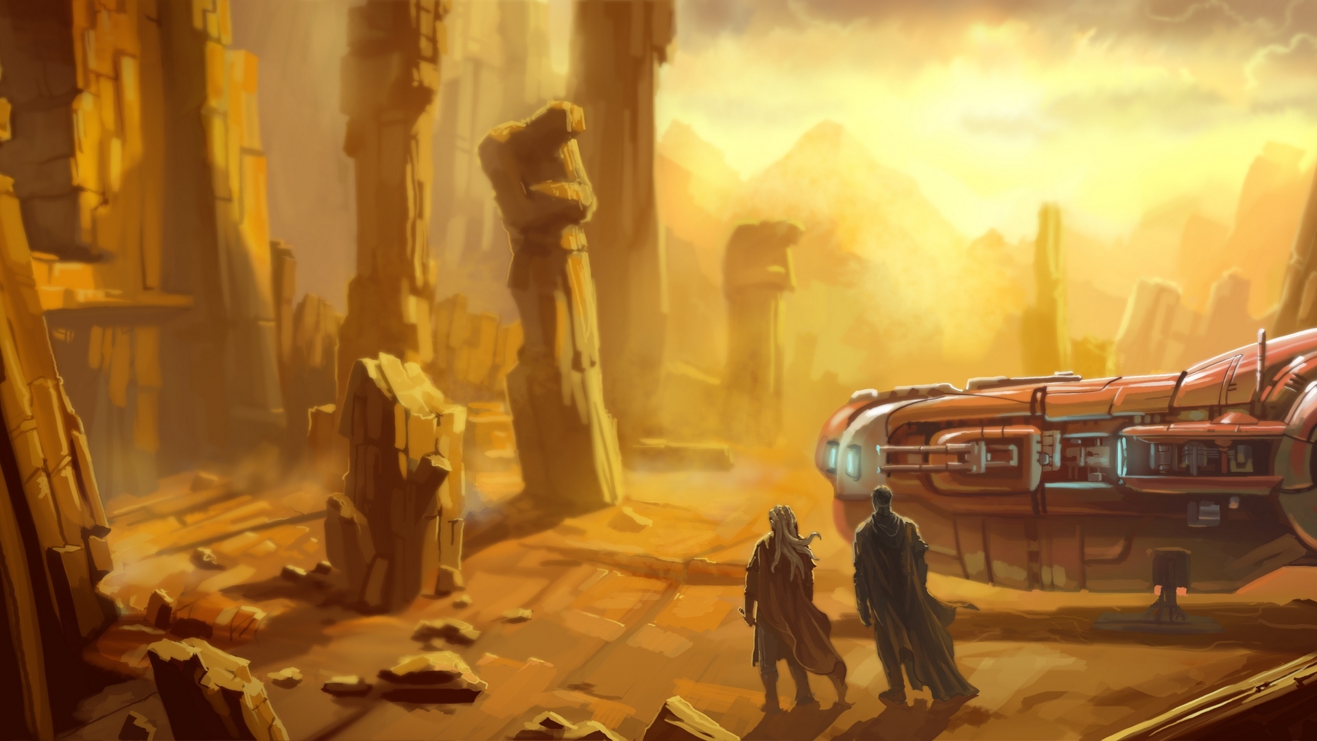 Wallpaper stones, desert, ship, star wars, star wars, lightsaber, korriban. the Jedi for mobile and desktop, section фантастика, resolution 1920x1080