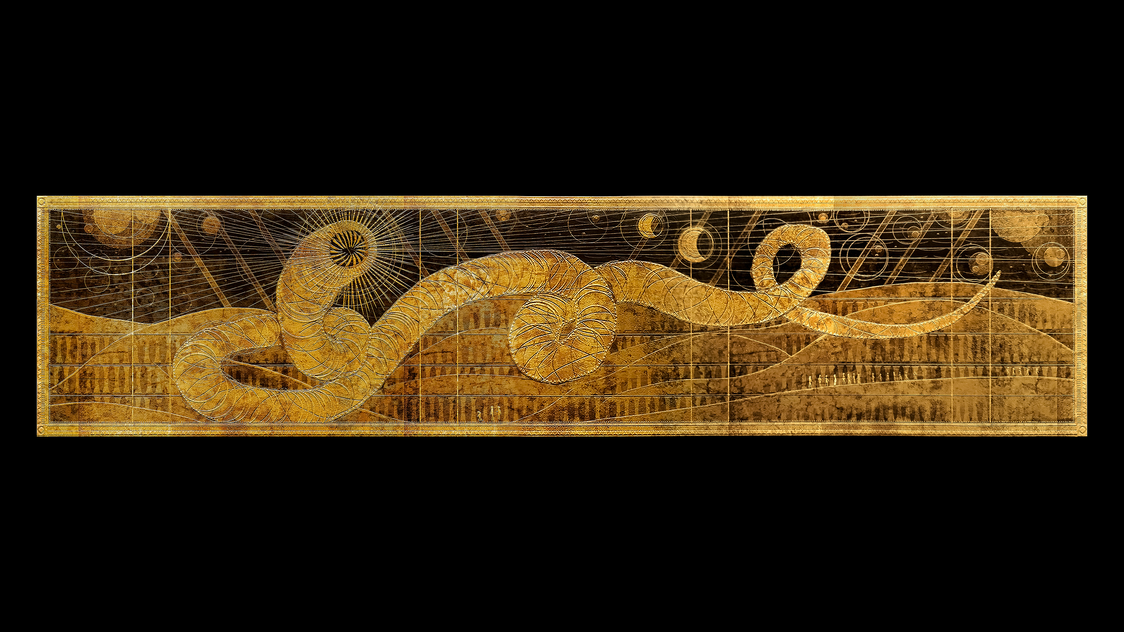After a process that took nearly three hours, I stitched the official Shai- Hulud mural art, using available digital assets and image of the Art and Soul of Dune slipcase. Special thanks to