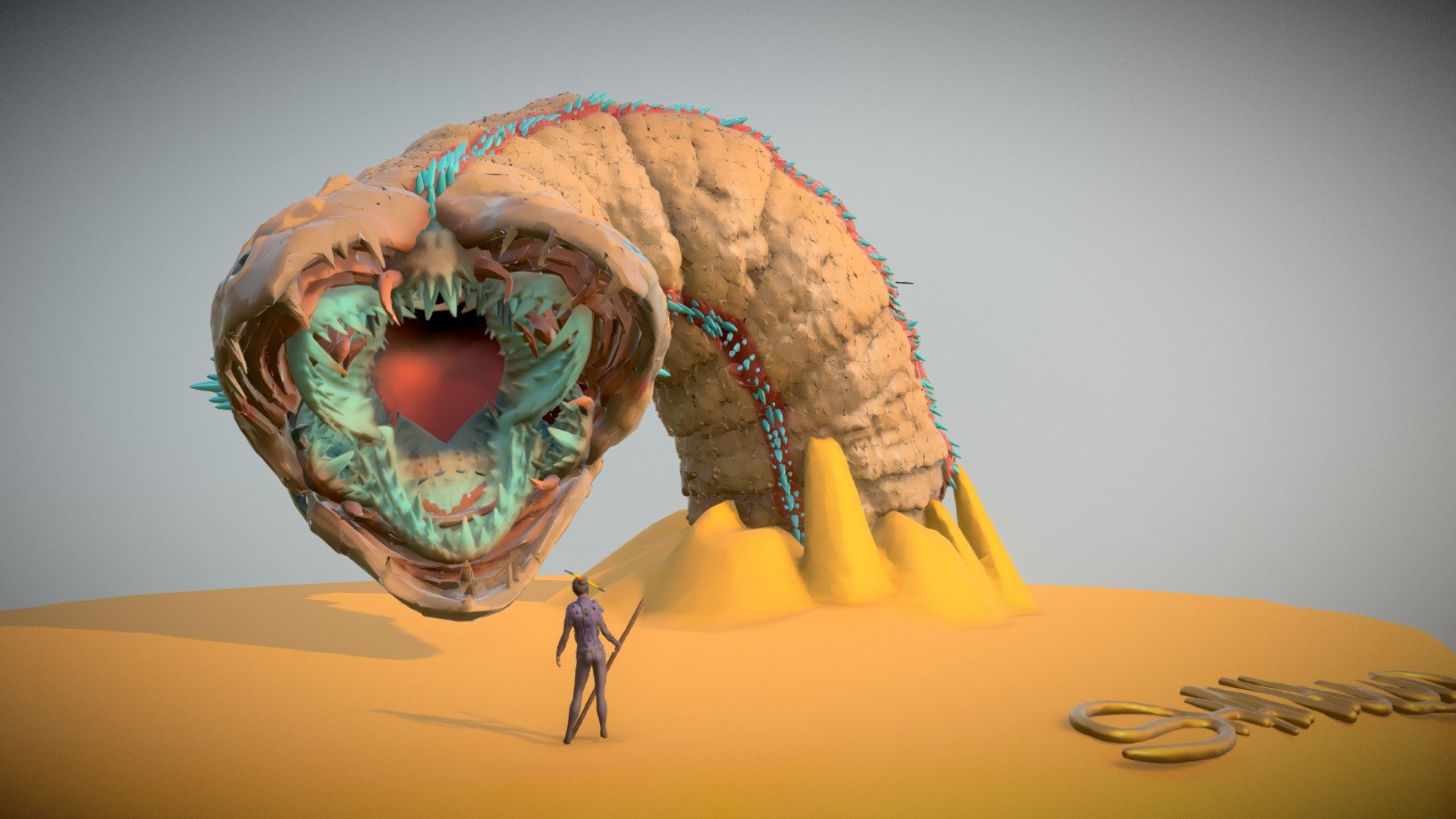 Dune Shai Hulud and Fremen Rider model by Wavebe [0e3e2f5]