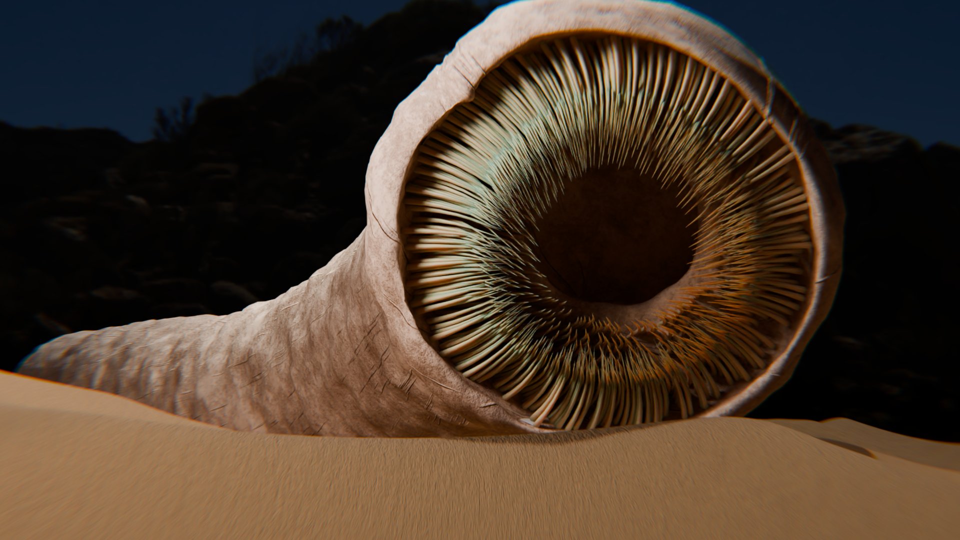 Bn Hulud, The God Sandworm (day 50 Learning Blender)