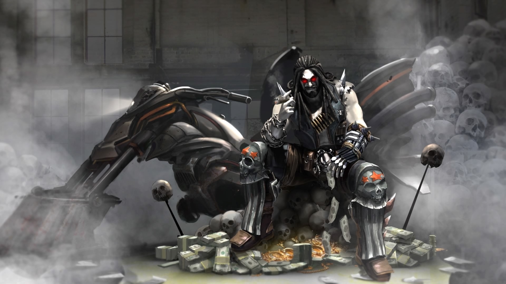 Wallpaper skull, money, DC Comics, Comics, Lobo, lobo for mobile and desktop, section фантастика, resolution 1920x1080