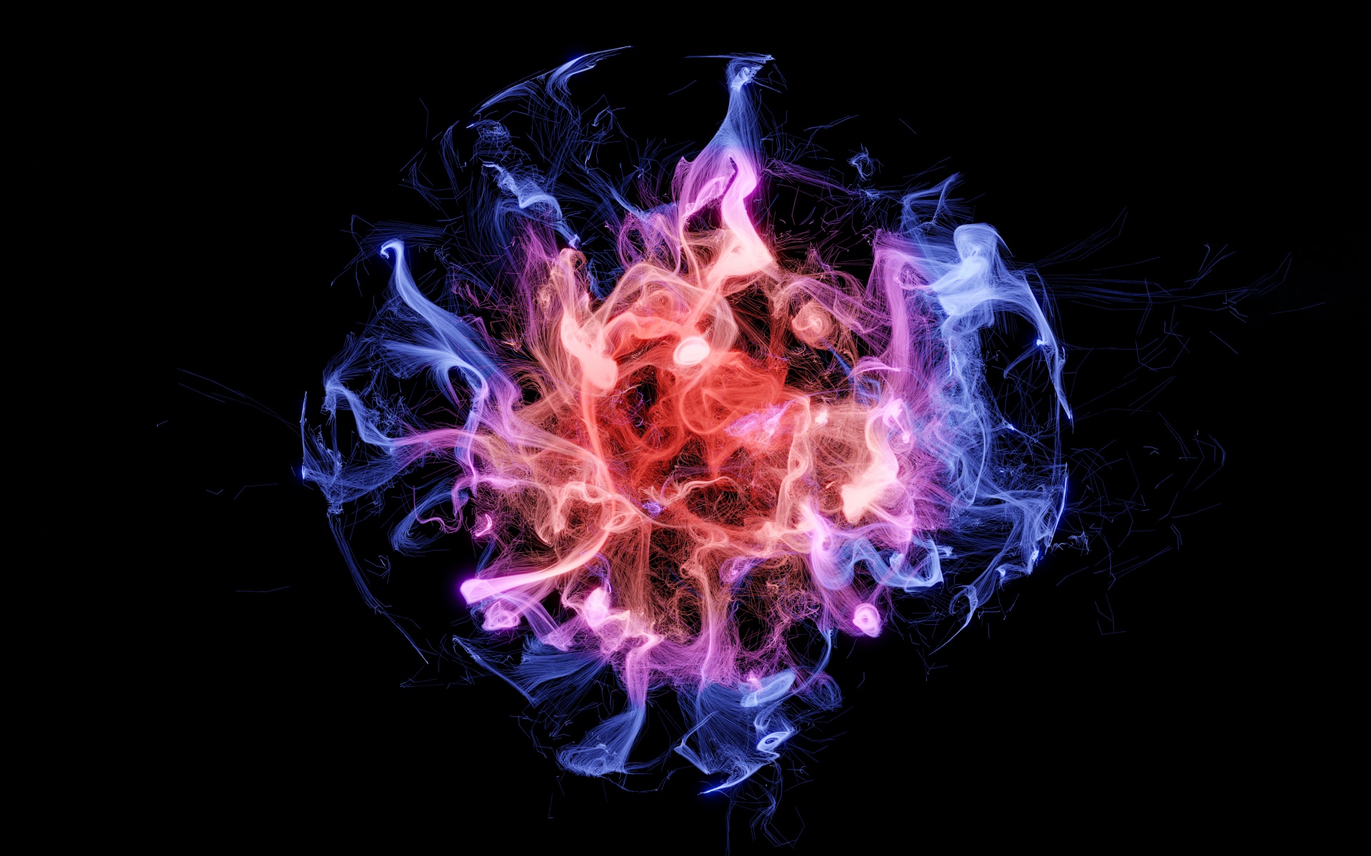Colorful smoke Wallpaper 4K, Black background, Explosion